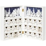 HOMCOM Calendrier de l'Avent village de Noël pliable  - 24 tiroirs - décoration de Noël - contreplaqué blanc