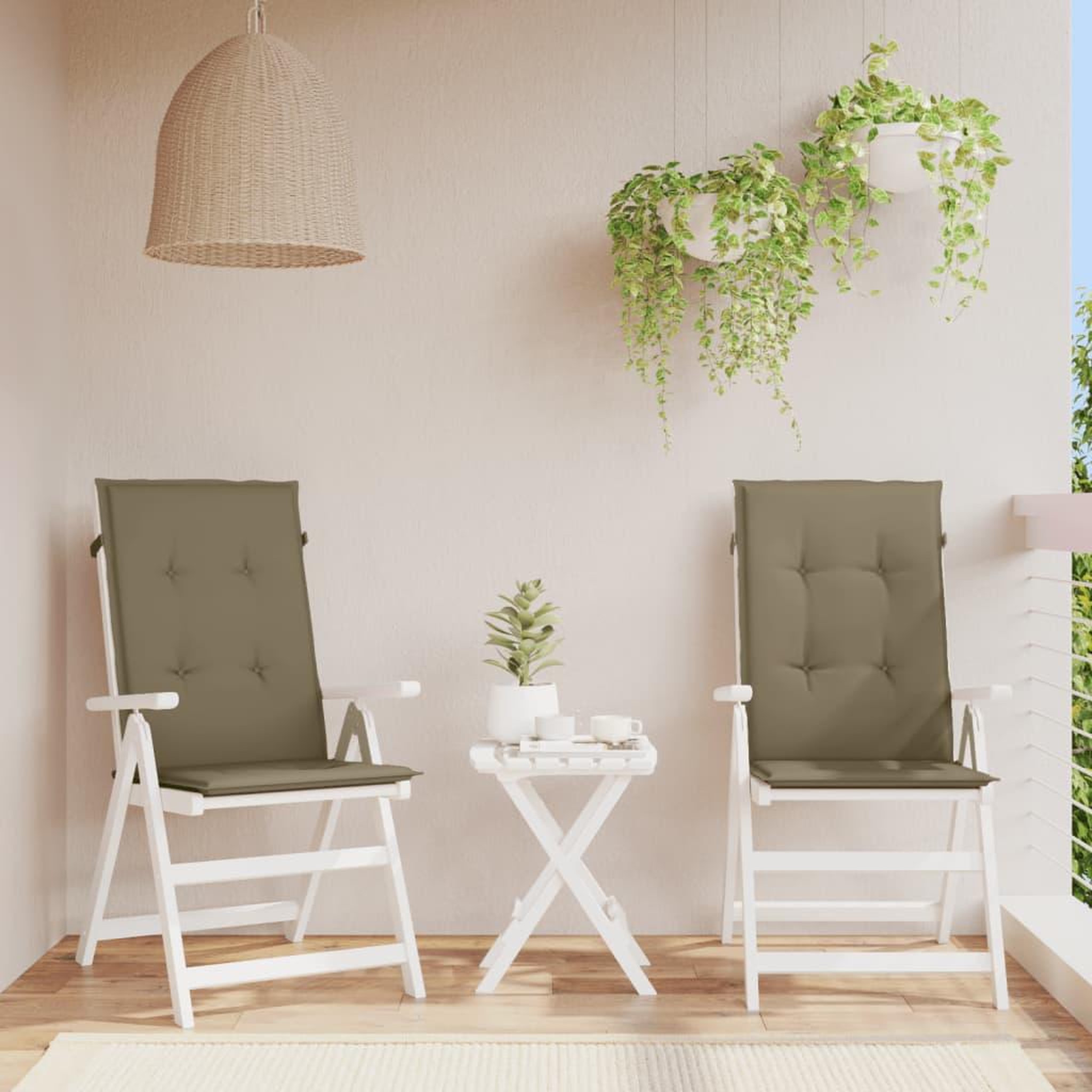 Voir la diapositive 4 : VIDAXL Coussins de chaise a dossier haut lot de 2 taupe melange tissu