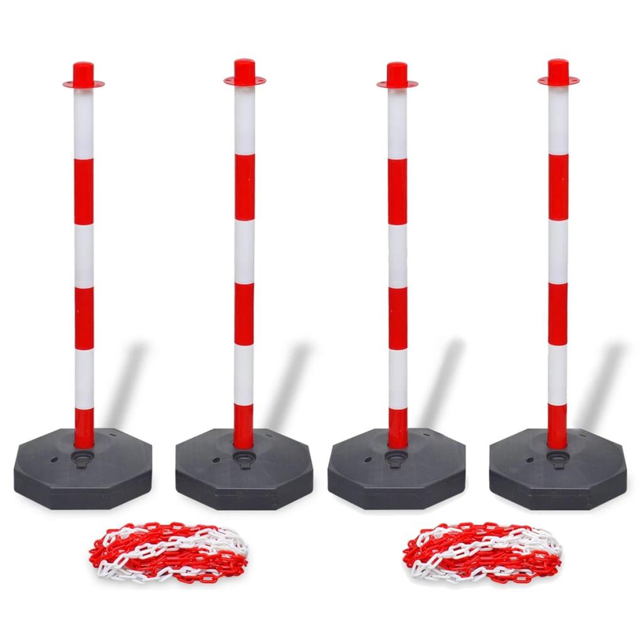 VIDAXL Jeu de 4 poteaux a chaîne et 2 chaînes en plastique 10m chacune