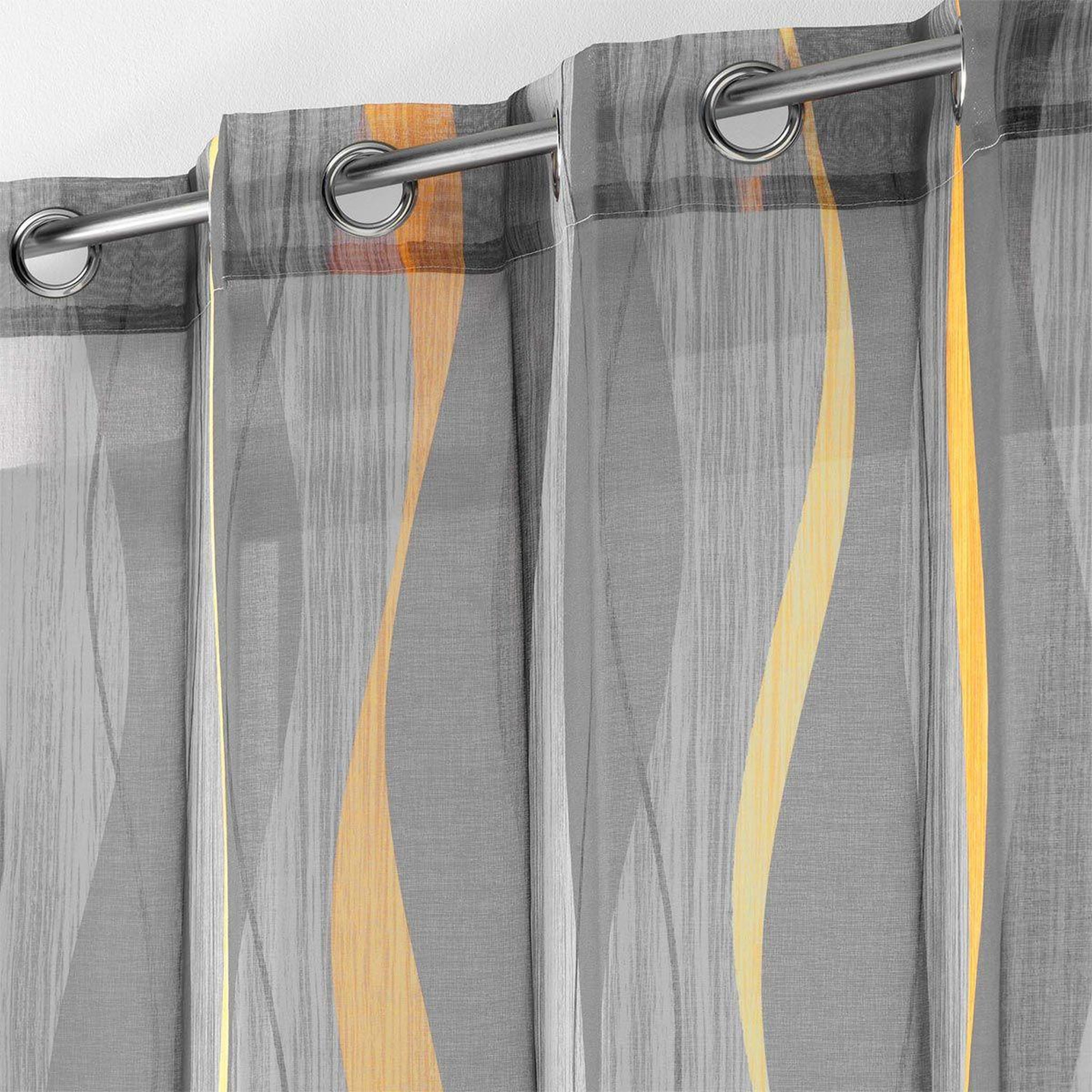 Voir la diapositive 2 : Douceur d'Intérieur Rideau voilage à œillets  ondulys  140x240cm jaune & anthracite