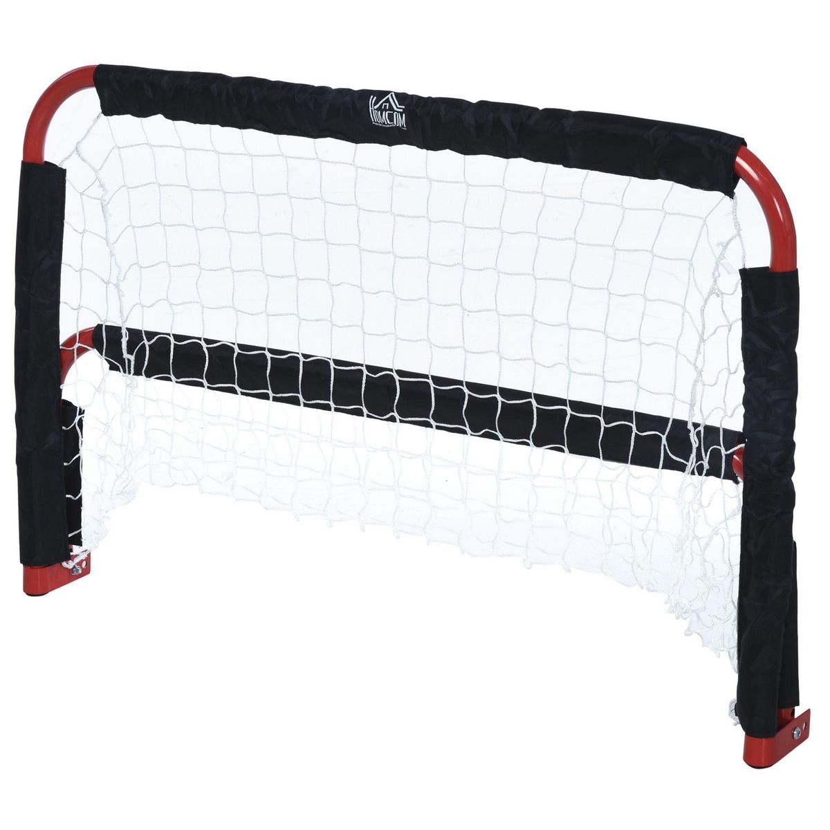 HOMCOM Set de 2 mini cages de football pliables avec filet - dim. 90L x 36l x 60H cm - métal époxy rouge oxford noir