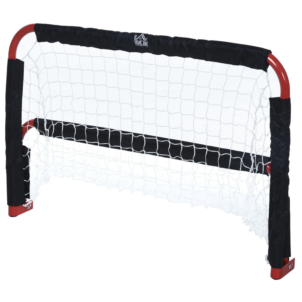 HOMCOM Set de 2 mini cages de football pliables avec filet - dim. 90L x 36l x 60H cm - métal époxy rouge oxford noir