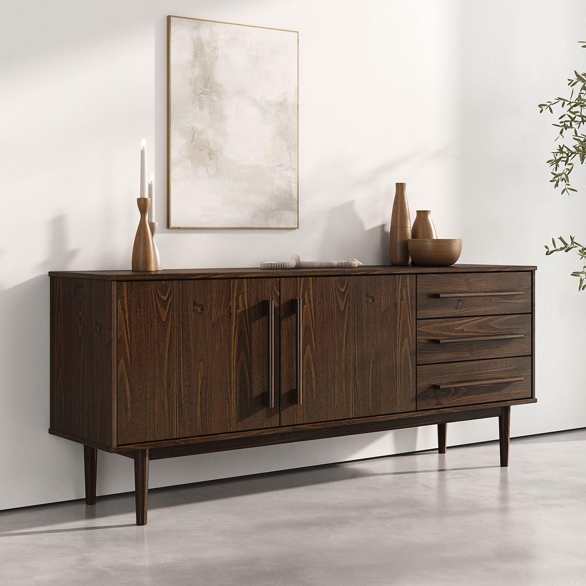 IDIMEX Buffet TECCA L 170 cm 2 portes 3 tiroirs en bois massif