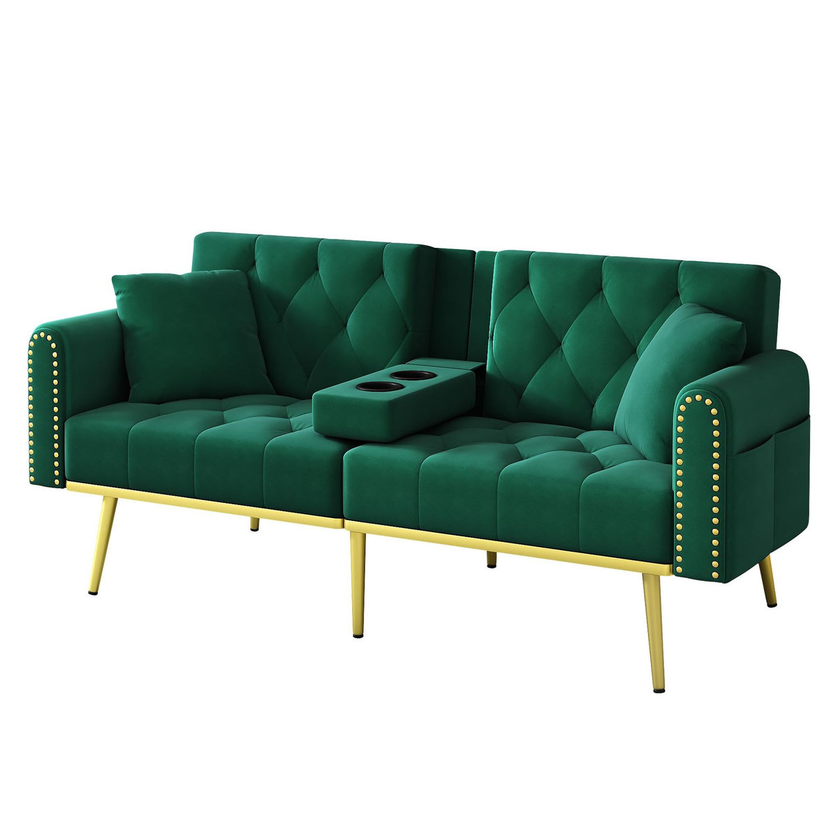 MERAX Canapé droit convertible 2 places velours