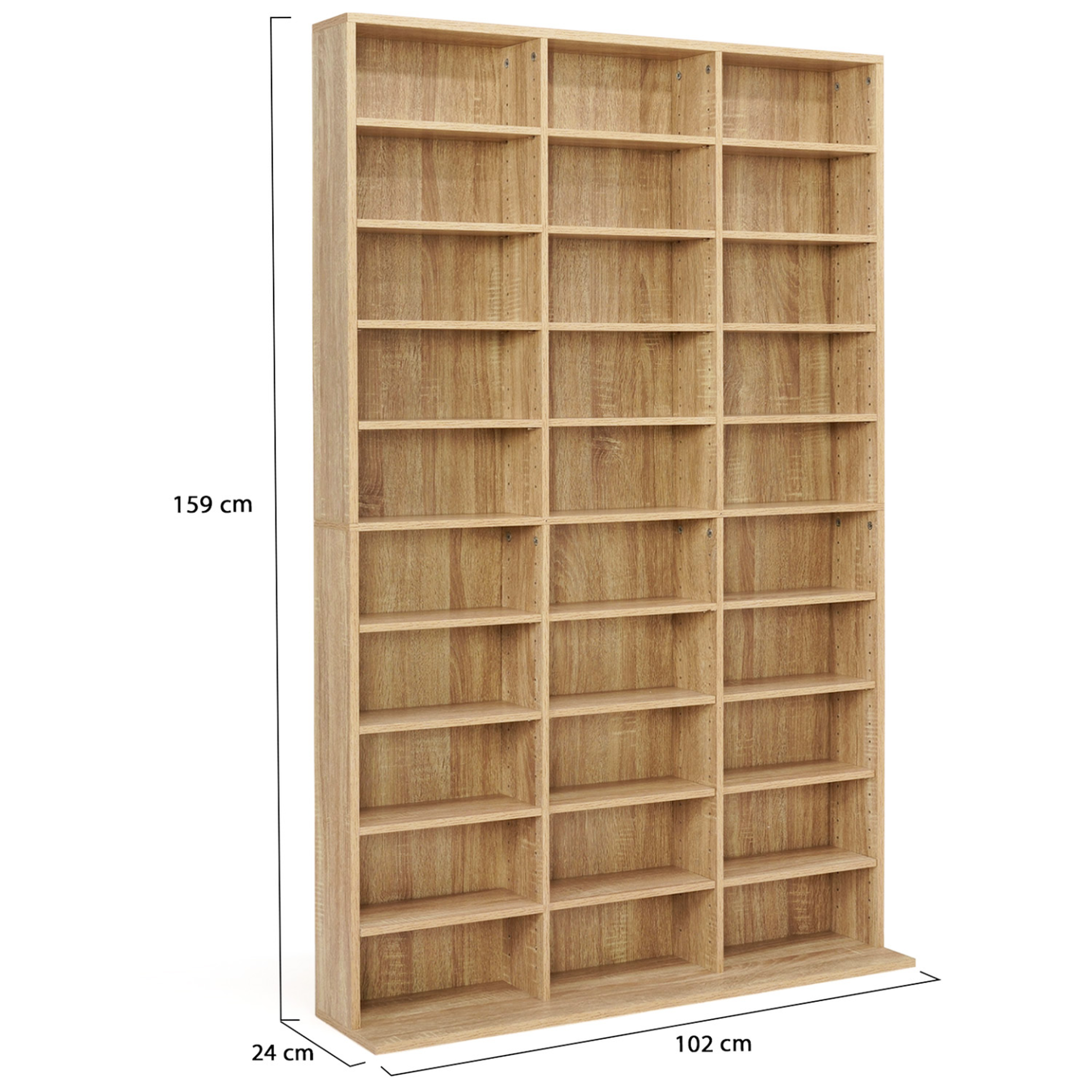 Voir la diapositive 4 : ID MARKET Bibliothèque étagère cd ceylia 30 cases avec étagères modulables effet bois
