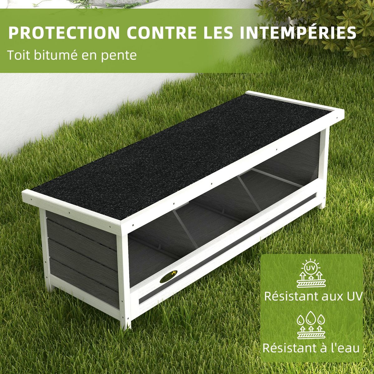 PAWHUT Pondoir pour poules 3 emplacements nichoir en bois avec fond et toit gris blanc noir