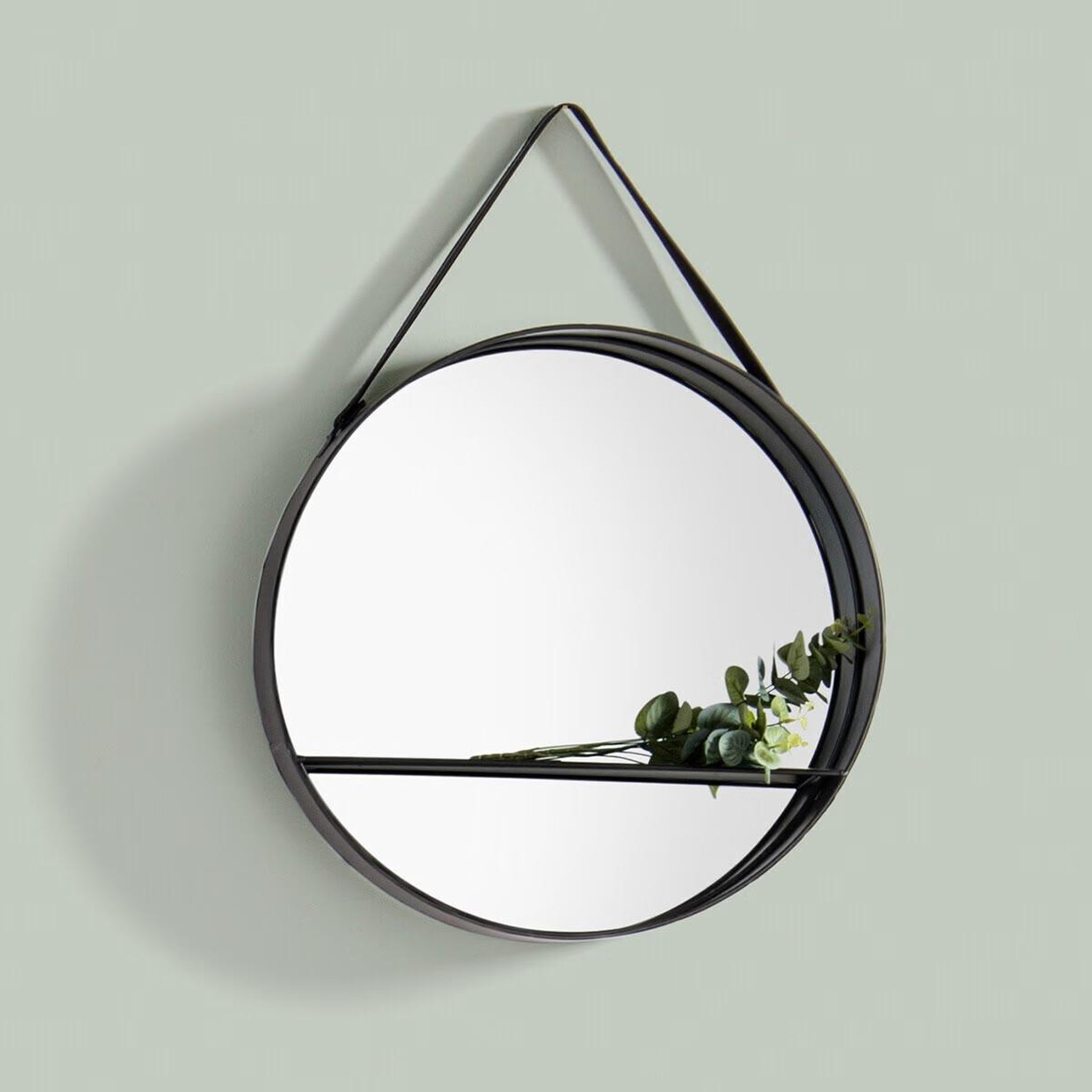 Voir la diapositive 3 : ATMOSPHERA Miroir étagère en métal  belt  55cm noir