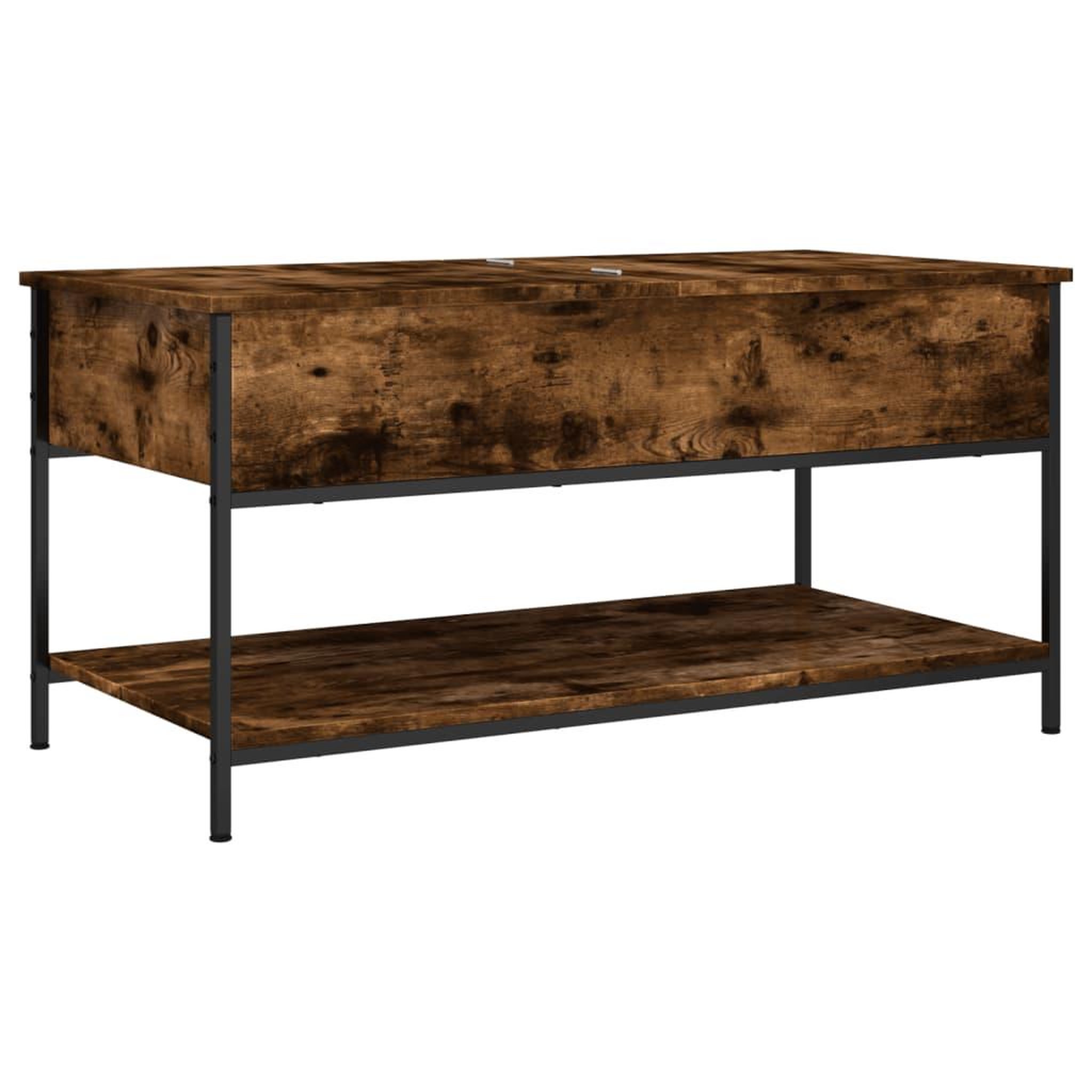 Voir la diapositive 2 : VIDAXL Table basse chene fume 100x50x50 cm bois d'ingenierie et metal