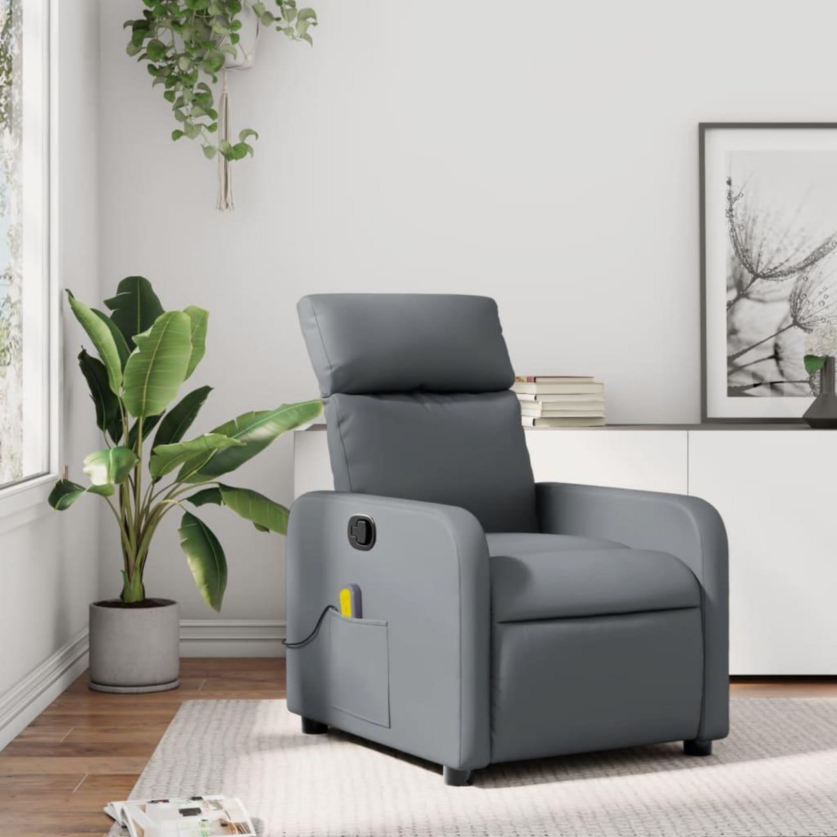 VIDAXL Fauteuil de massage inclinable Gris Similicuir