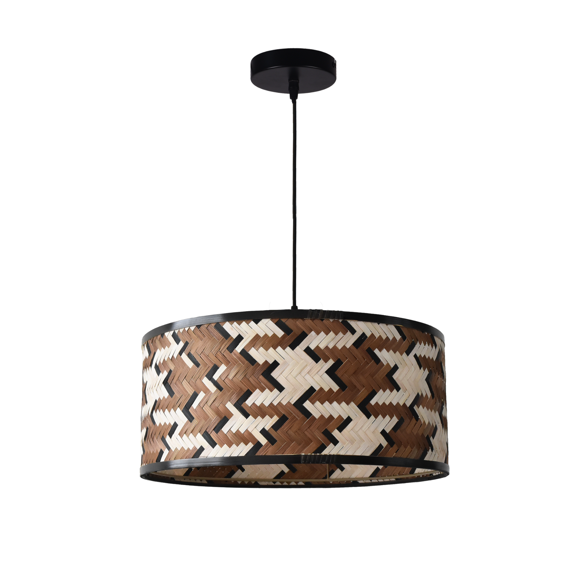 MAISON PAVANE Suspension en bambou tressé marron et noir 50 cm-phil