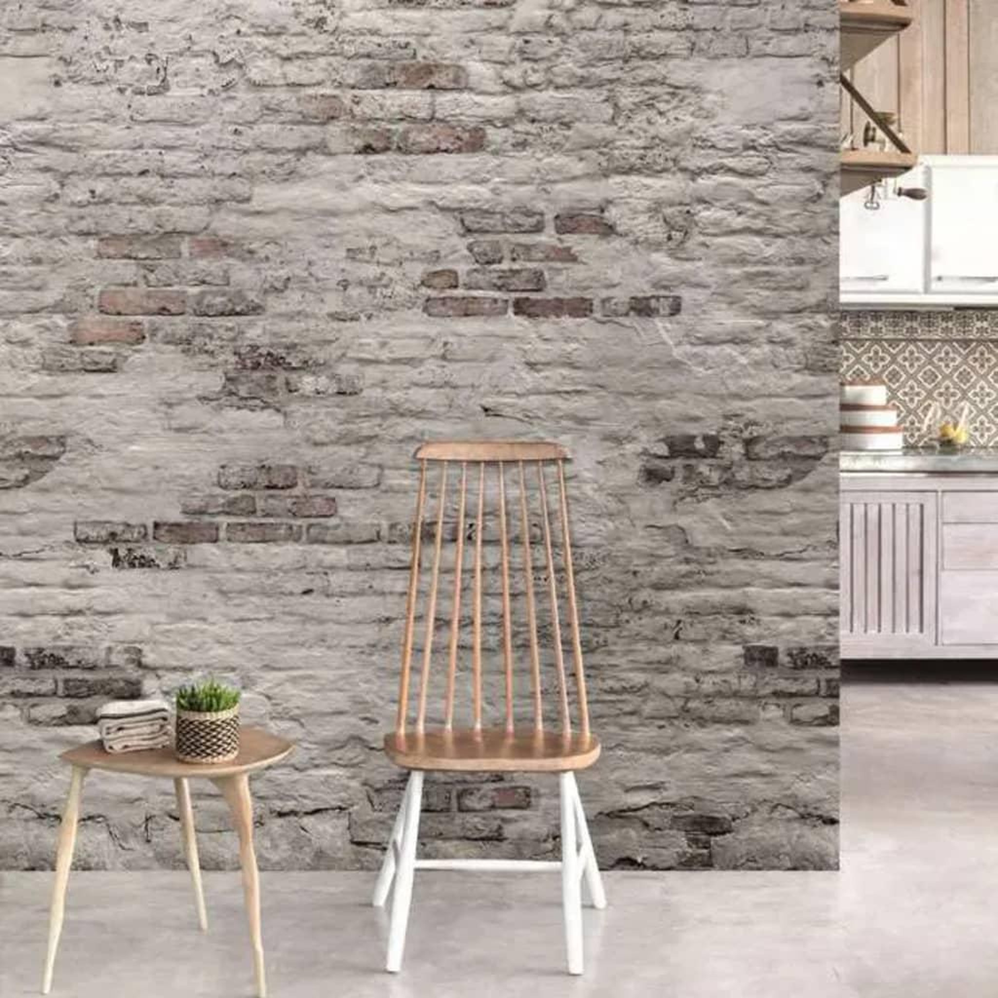 Voir la diapositive 2 : DUTCH WALLCOVERINGS DUTCH WALLCOVERINGS Papier peint Old Brick Wall Gris