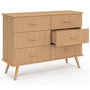 Voir la diapositive 4 : ID MARKET Commode 6 tiroirs JULIETTE 110 cm effet lattes tasseau bois coloris chêne