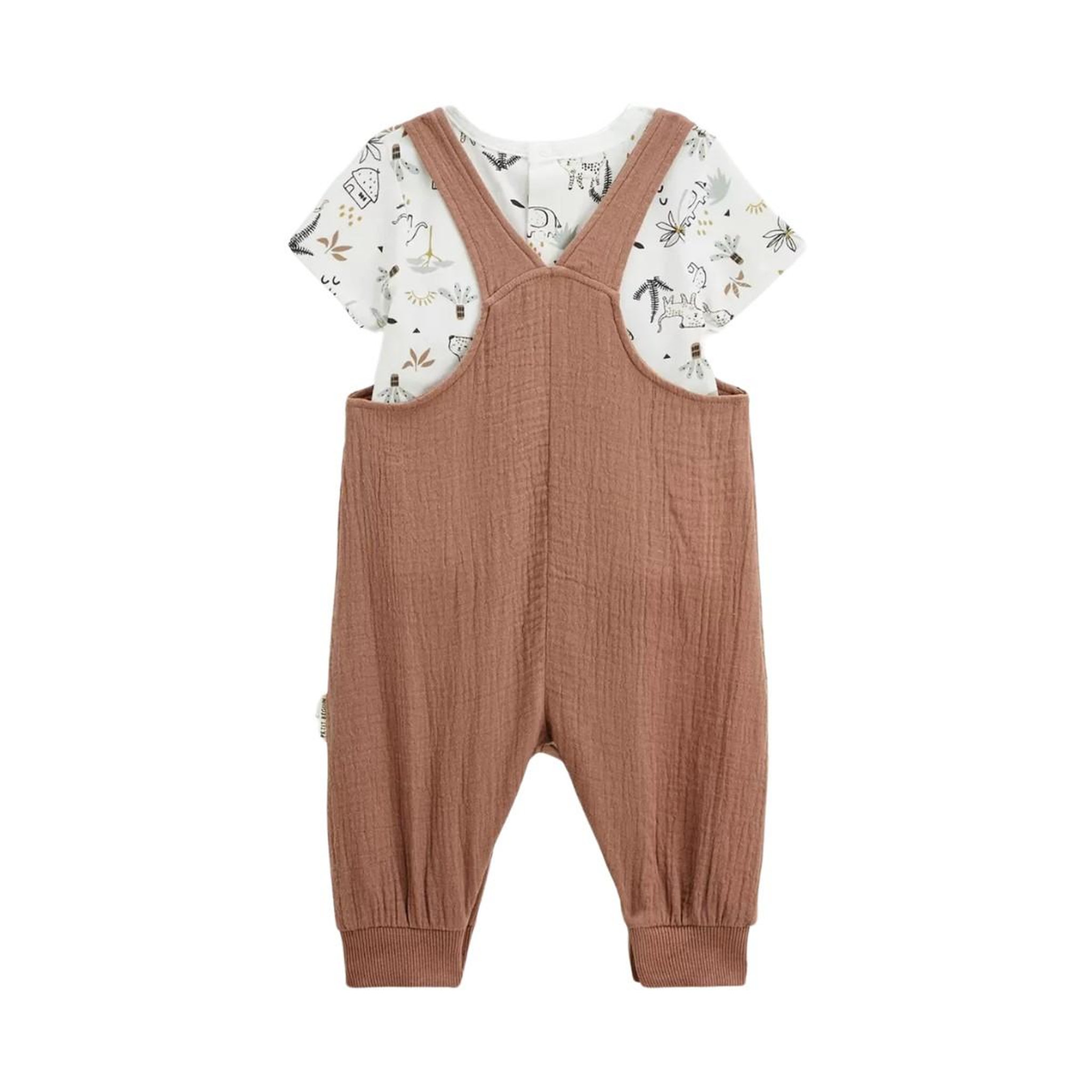 Voir la diapositive 2 : Petit Béguin Ensemble salopette bébé en gaze de coton et t-shirt yao