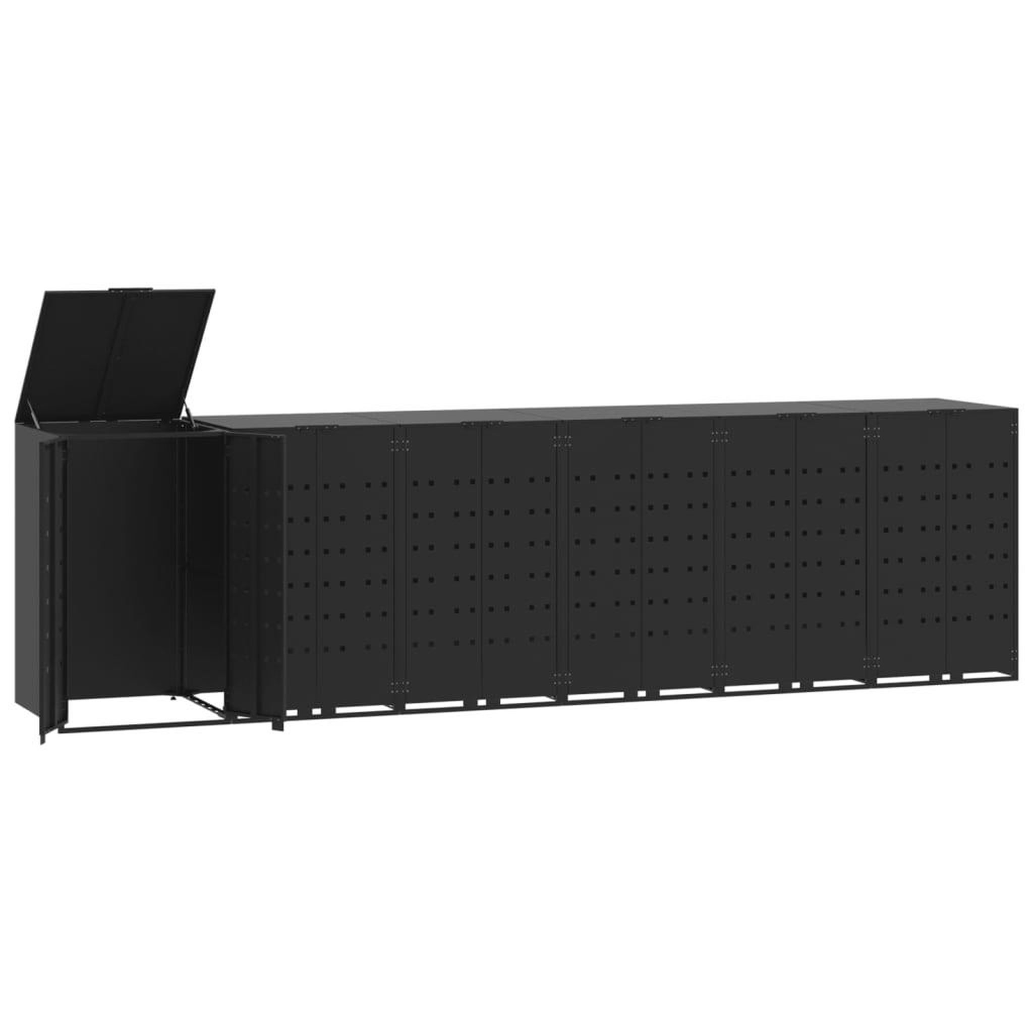 Voir la diapositive 2 : VIDAXL Rangement a roulettes pour poubelles pour 6 bacs noir acier