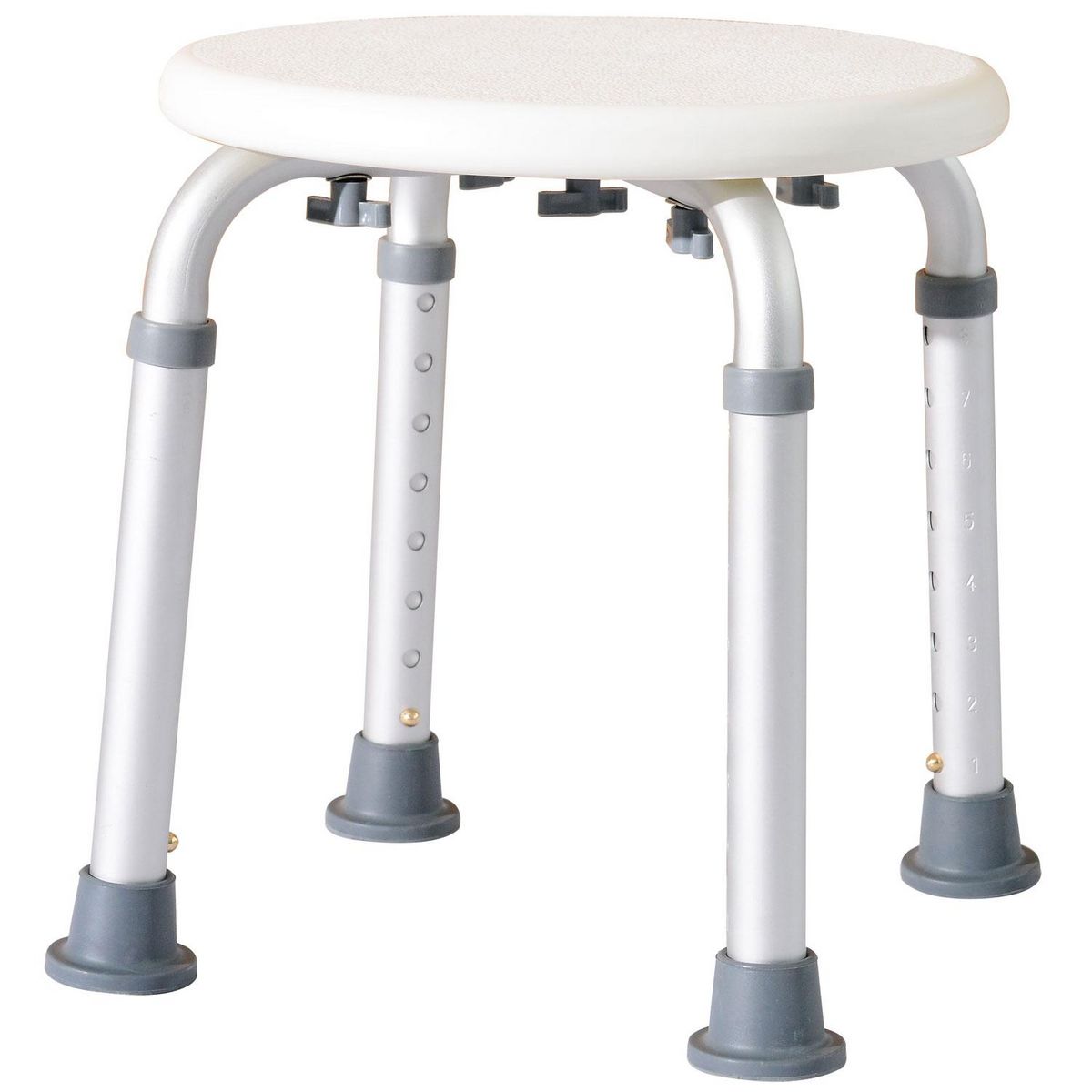HOMCOM Tabouret de douche réglable en hauteur siège de douche ergonomique pieds antidérapants charge max. 136 Kg alu HDPE blanc
