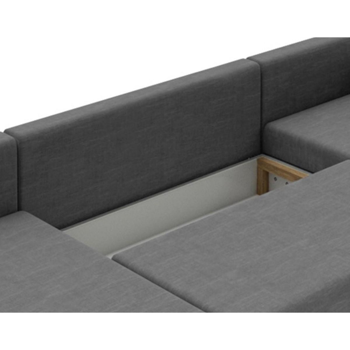 BEST MOBILIER Leslie - canapé panoramique d'angle réversible 7 places convertible avec coffre en tissu