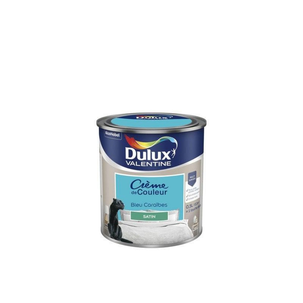 CENTRALE BRICO Peinture mur, boiserie et papier peint DULUX VALENTINE bleu caraibes satiné 0.5L