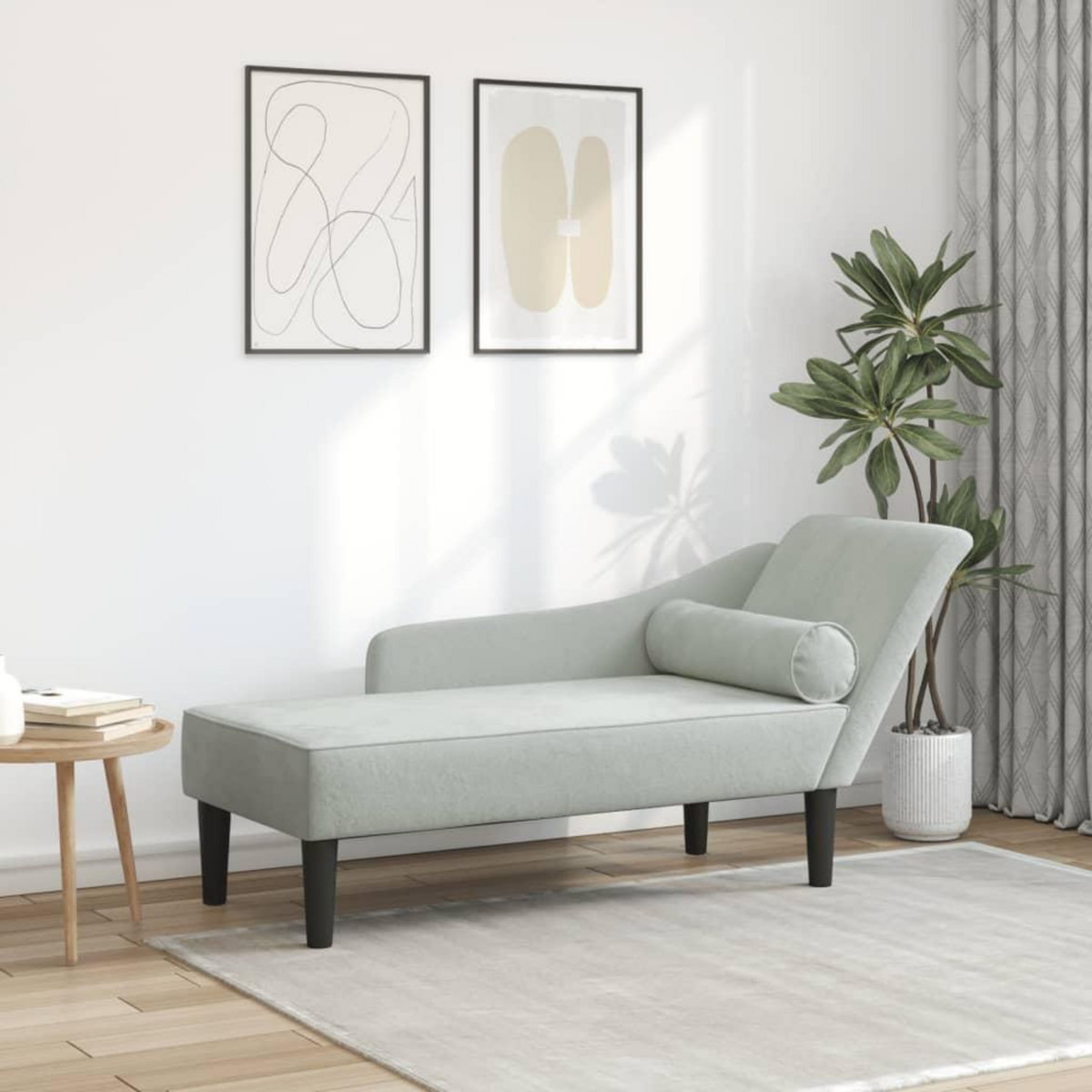 VIDAXL Chaise longue avec coussins gris clair velours