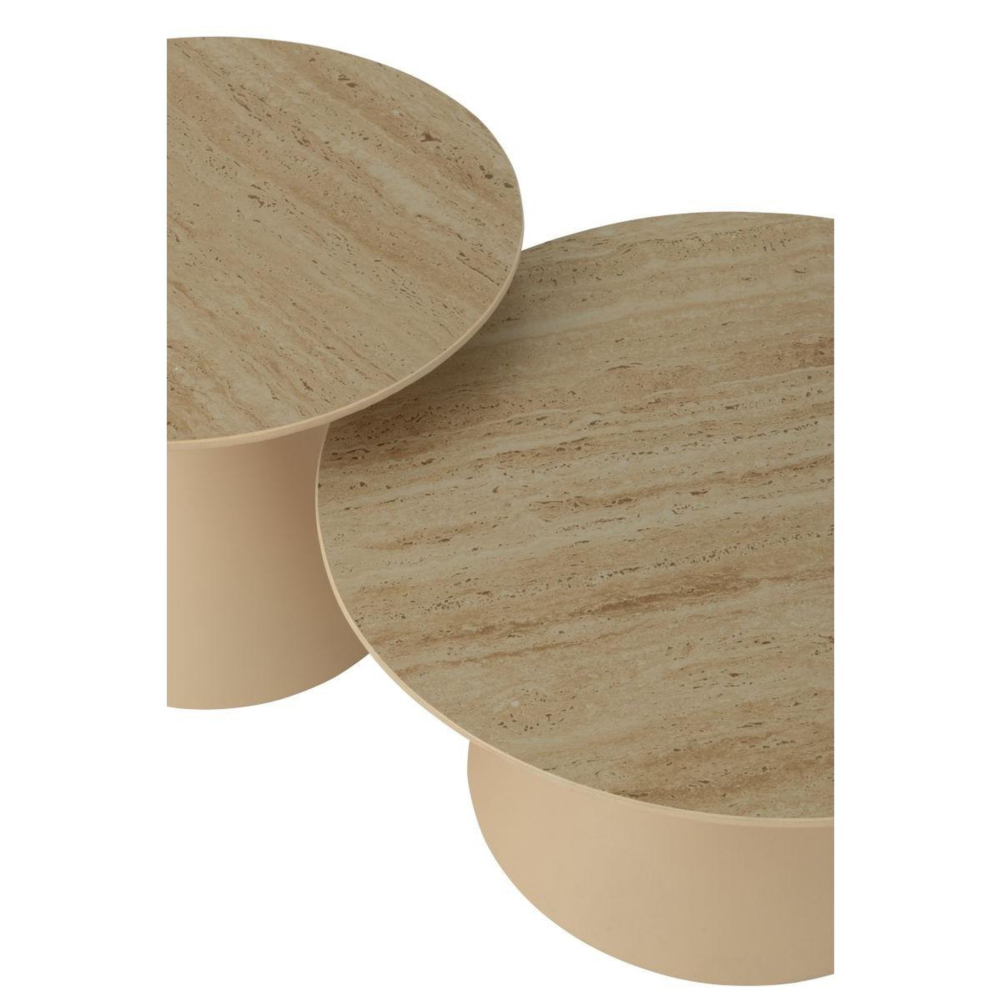 Voir la diapositive 3 : J-LINE Lot de 2 tables basses en métal  cône  60cm beige