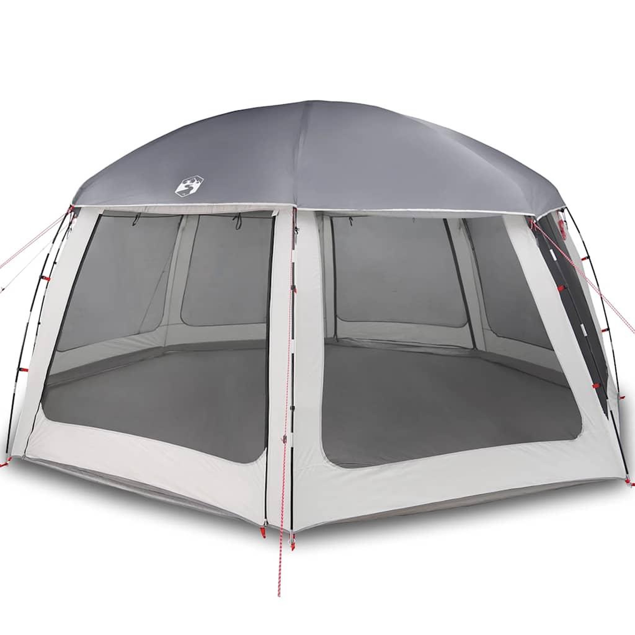 Voir la diapositive 2 : VIDAXL Tente piscine toit amovible parois maille gris 612x612 cm