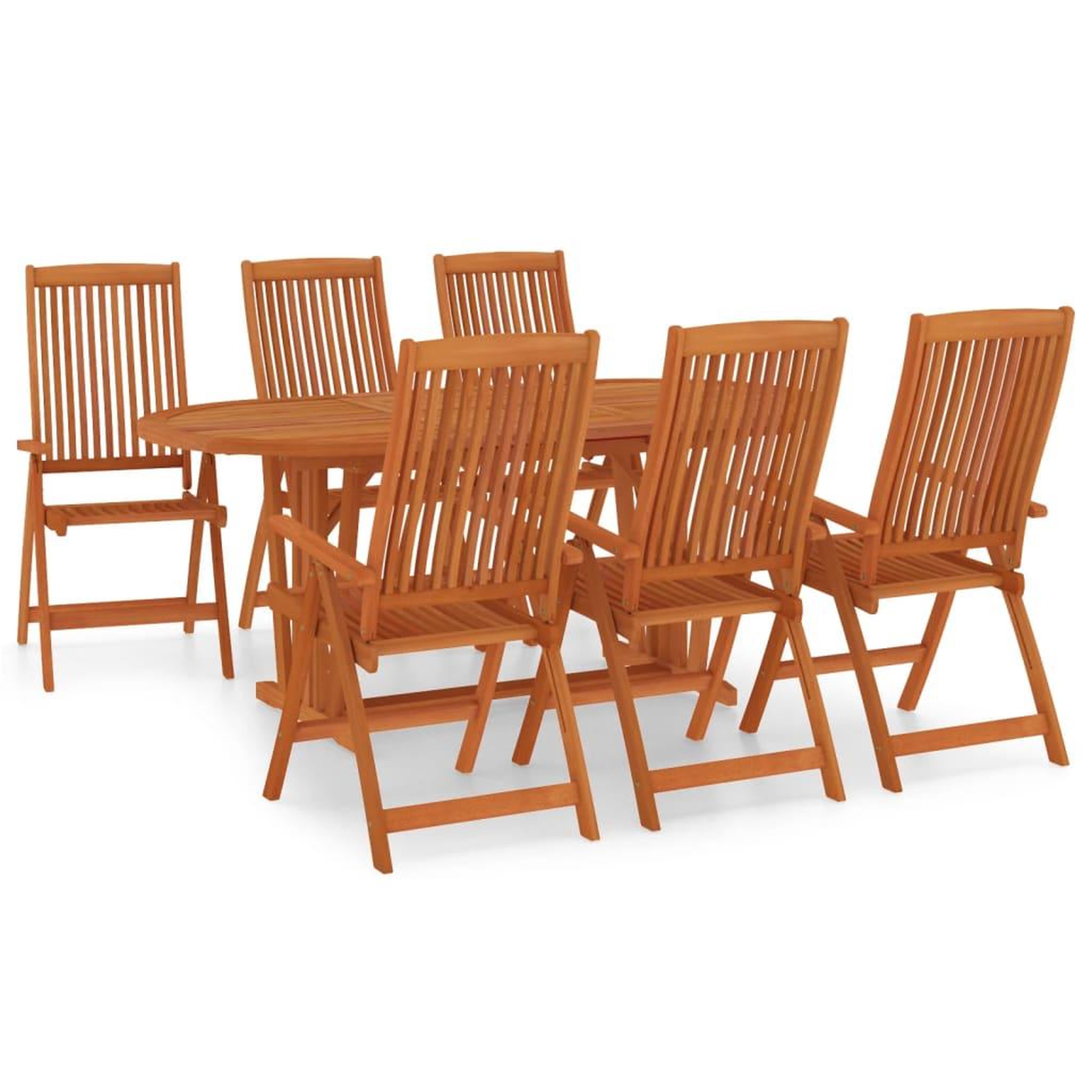 Voir la diapositive 2 : VIDAXL Ensemble a manger de jardin 7 pcs Bois d'eucalyptus massif