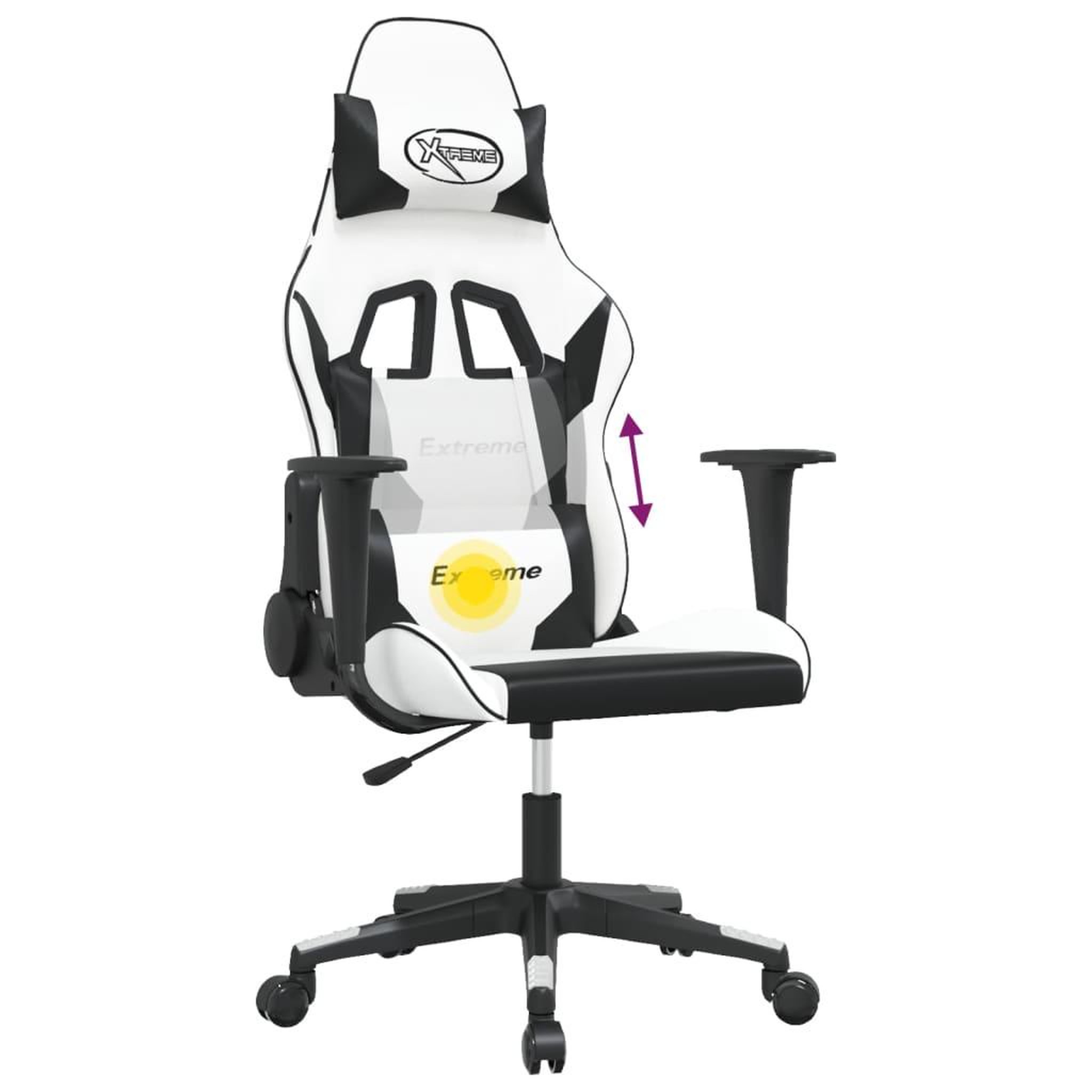 Voir la diapositive 5 : VIDAXL Chaise de jeu de massage Blanc et noir Similicuir