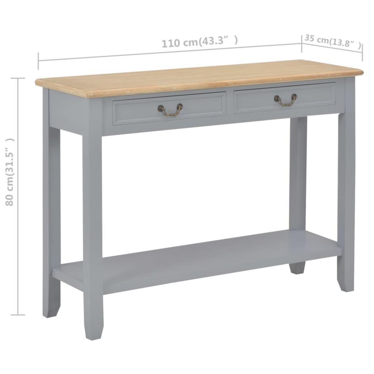 VIDAXL Table console Gris 110x35x80 cm Bois