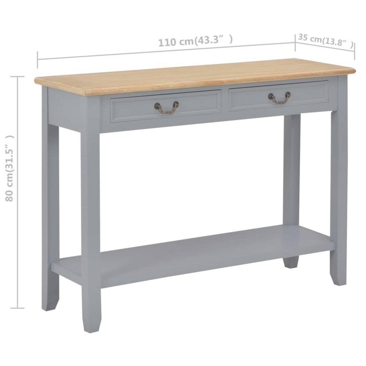 VIDAXL Table console Gris 110x35x80 cm Bois