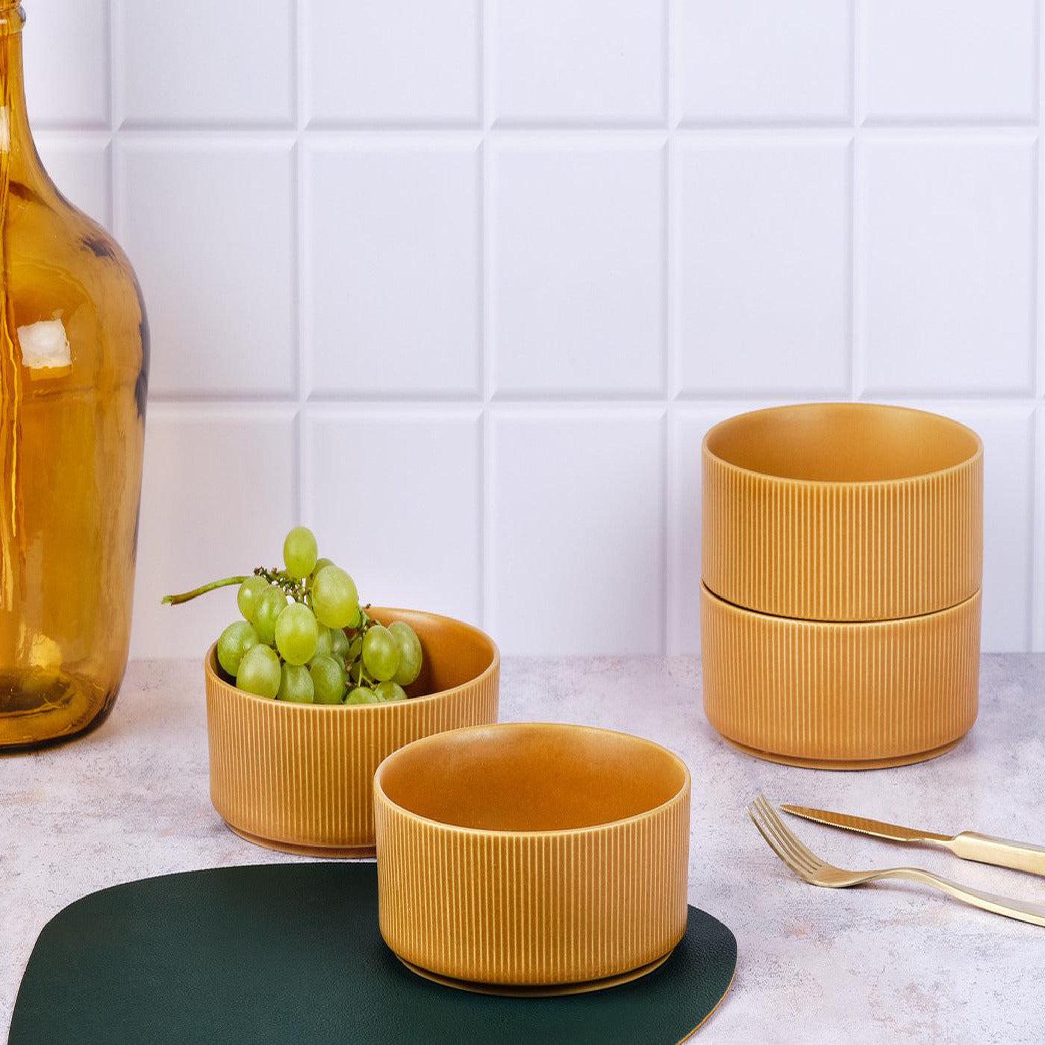 Voir la diapositive 2 : BJORN Bol scandi ø16,5cm - 4 pièces - ocre