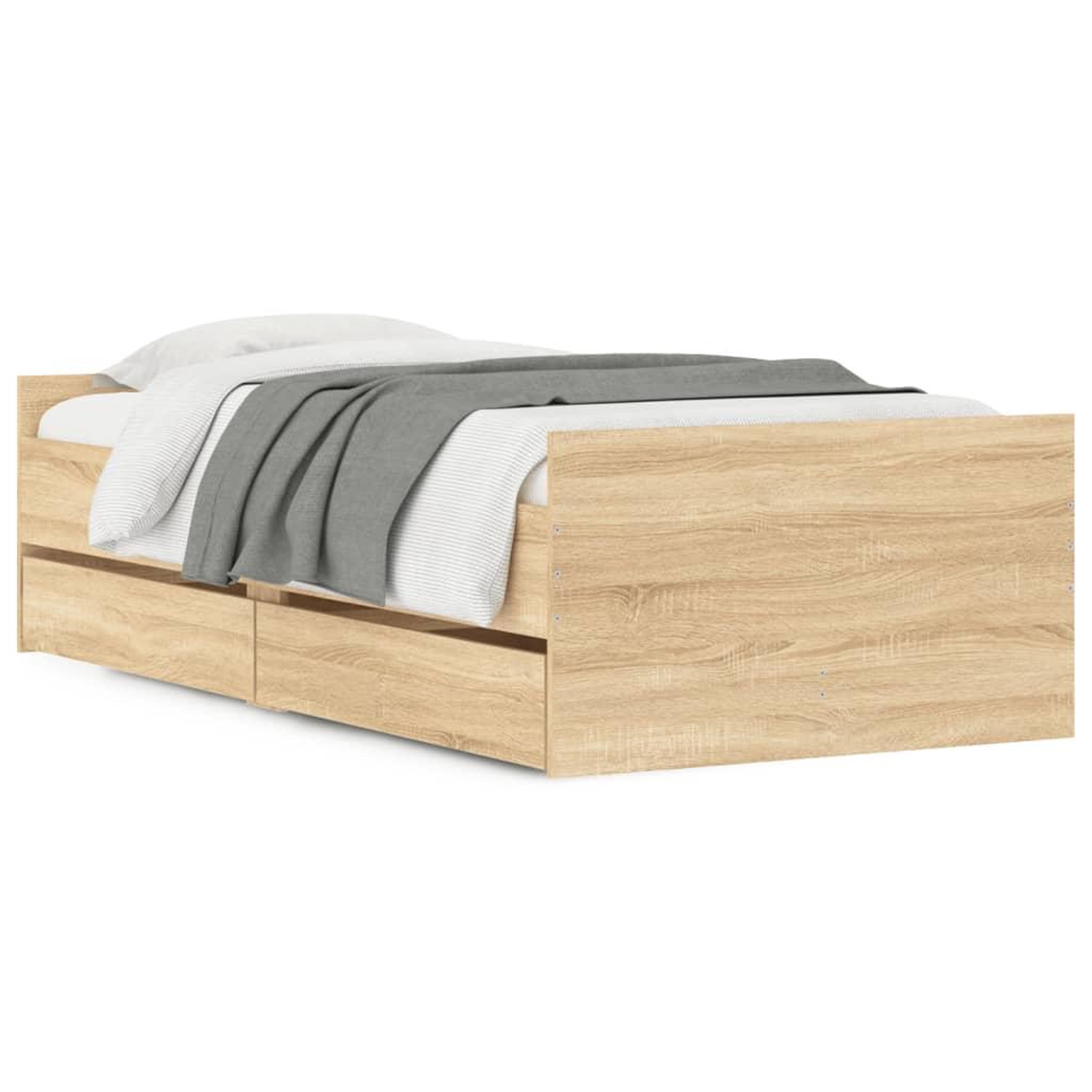 Voir la diapositive 2 : VIDAXL Cadre de lit avec tiroirs sans matelas chene sonoma 90x200 cm