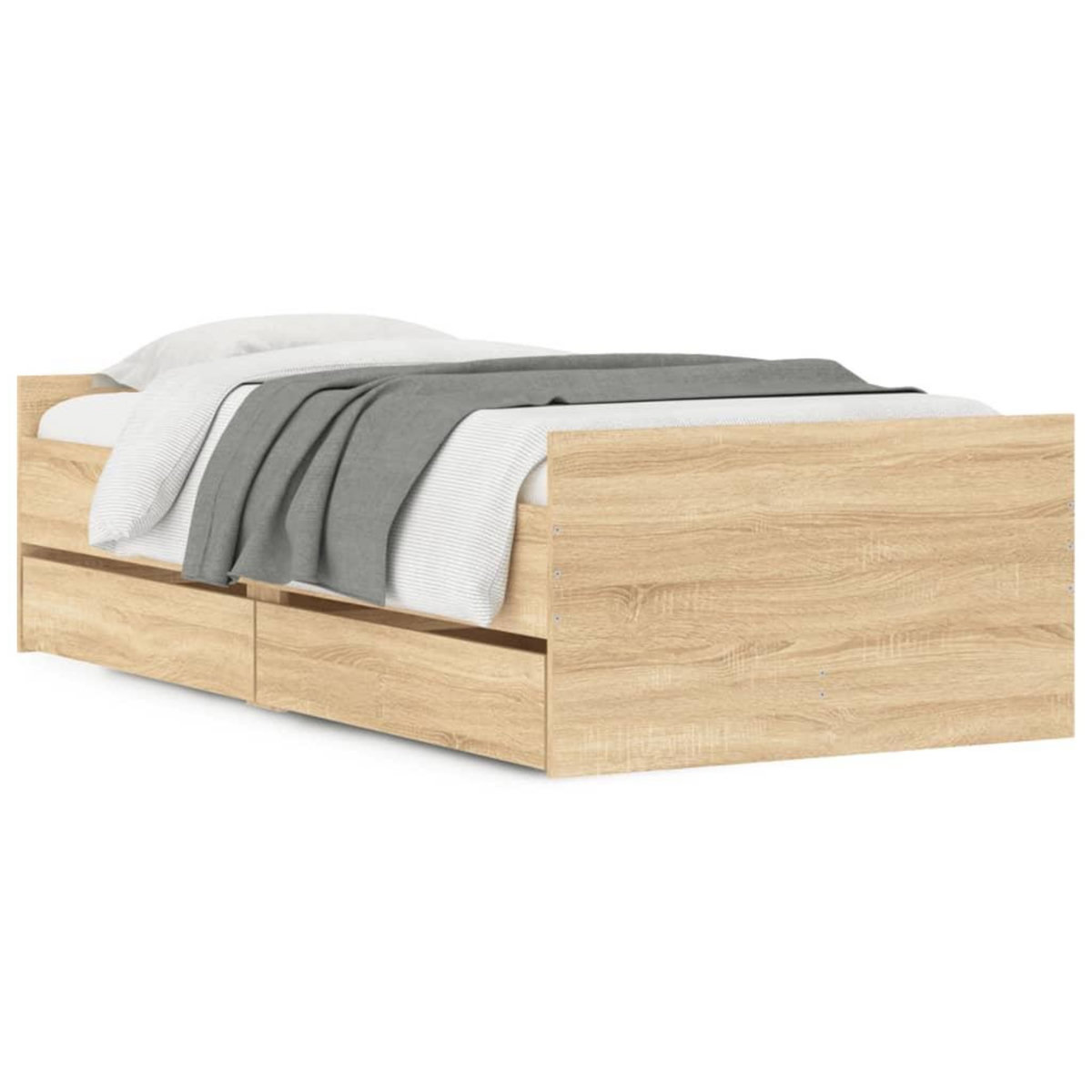 VIDAXL Cadre de lit avec tiroirs sans matelas chene sonoma 90x200 cm