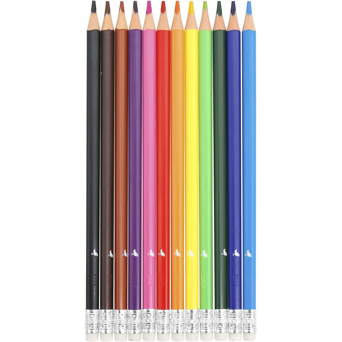 AUCHAN Etui de 12 crayons de couleur effaçables avec bout gomme