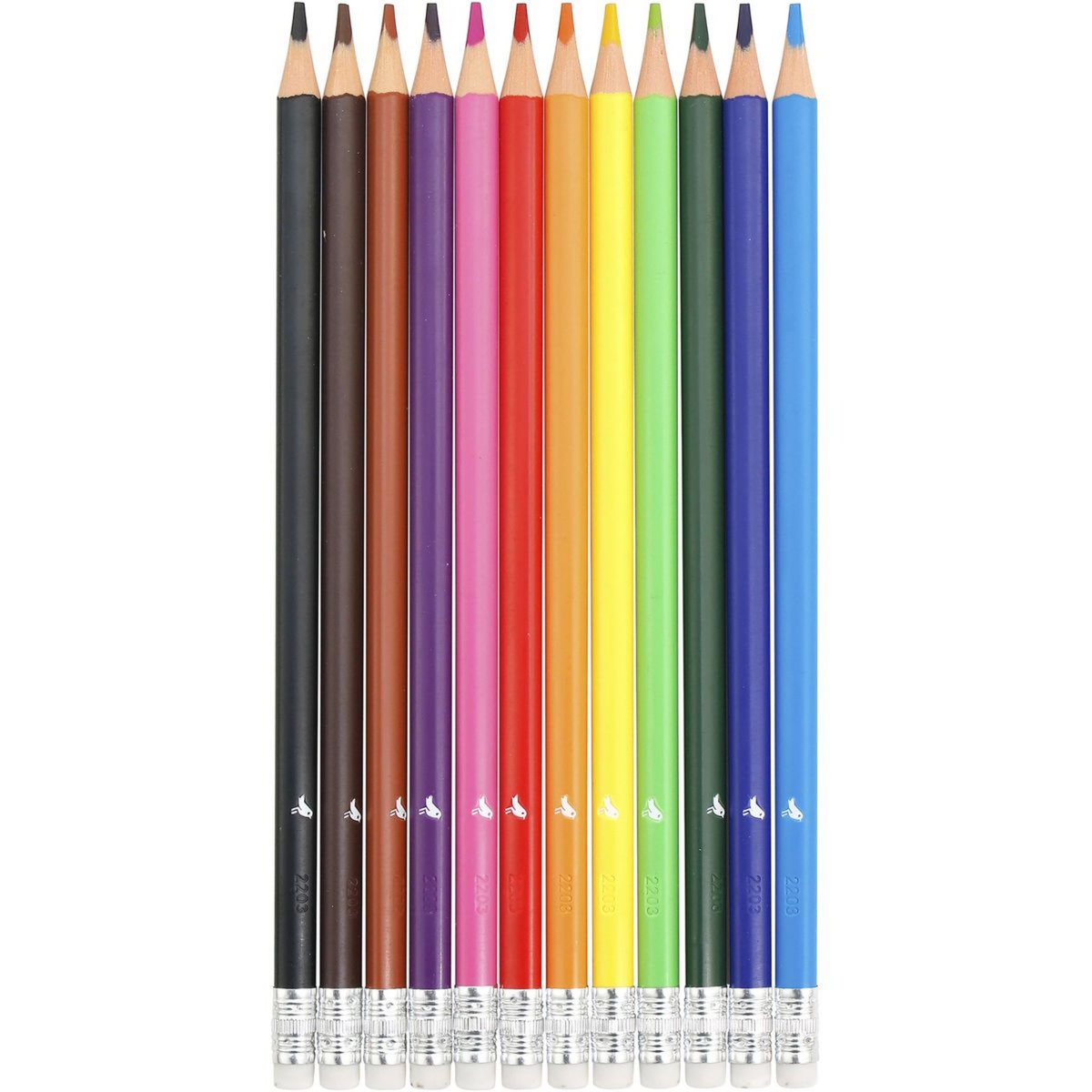 AUCHAN Etui de 12 crayons de couleur effaçables avec bout gomme