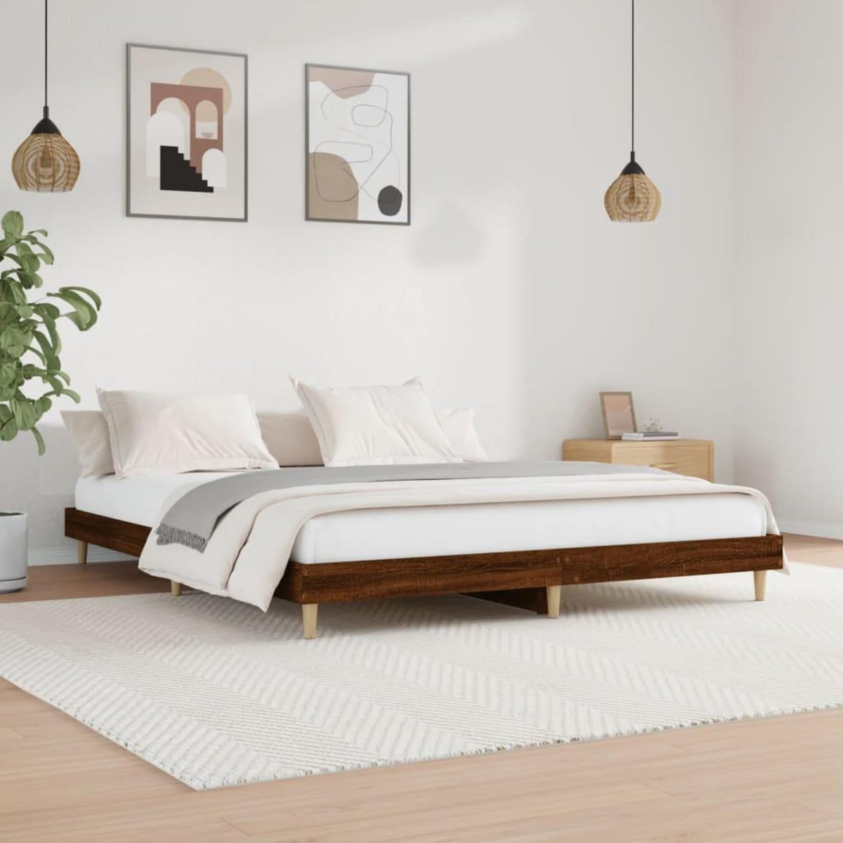 VIDAXL Cadre de lit sans matelas chene marron 200x200 cm