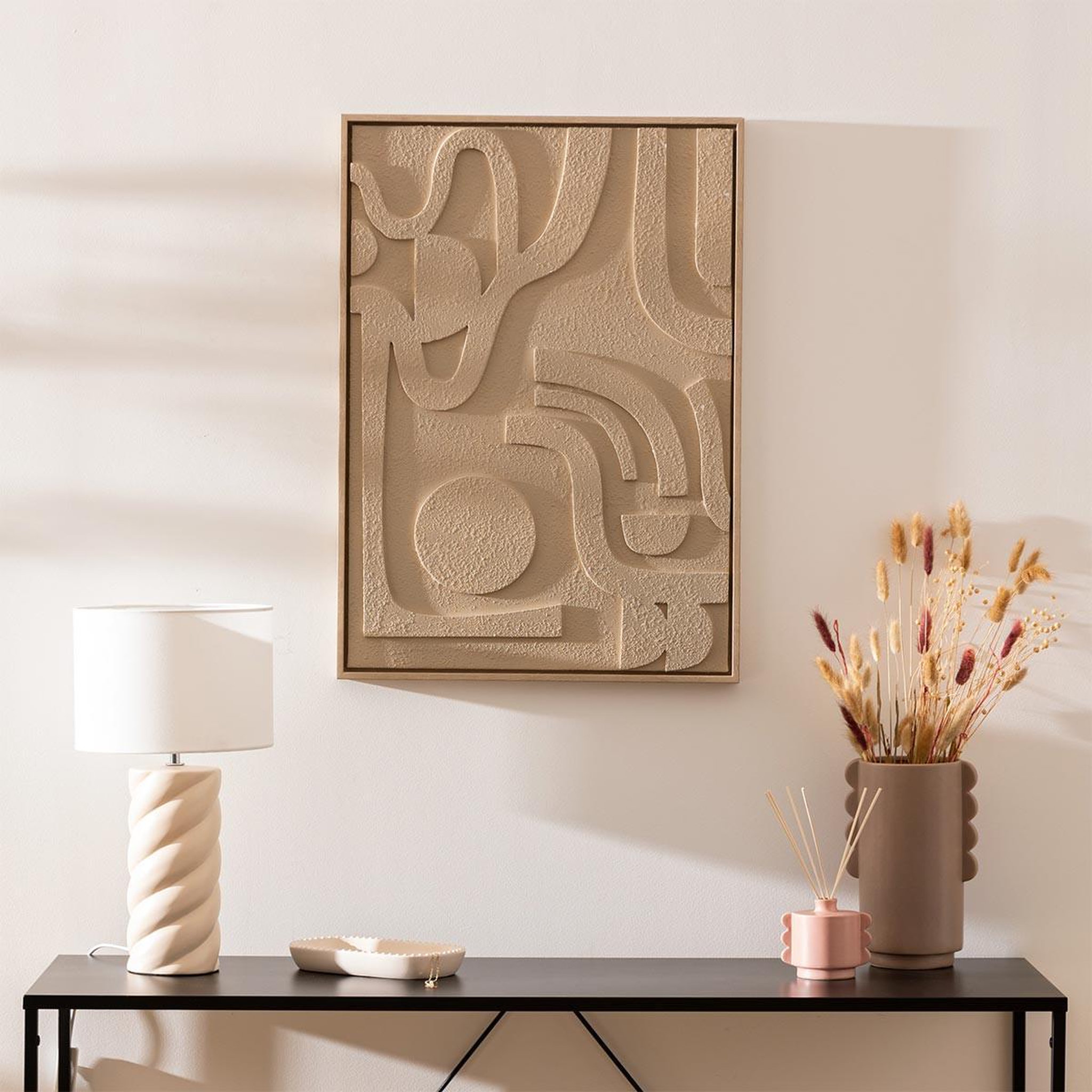 Voir la diapositive 4 : ATMOSPHERA Tableau déco en relief  azra  50x70cm beige