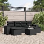 VIDAXL Salon de jardin 7 pcs avec coussins noir resine tressee