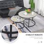 Voir la diapositive 6 : HOMCOM Lot de 2 tables basses rondes gigogne empilables plateau MDF gris et pieds en métal noir