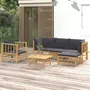 VIDAXL Salon de jardin 6 pcs avec coussins gris fonce bambou