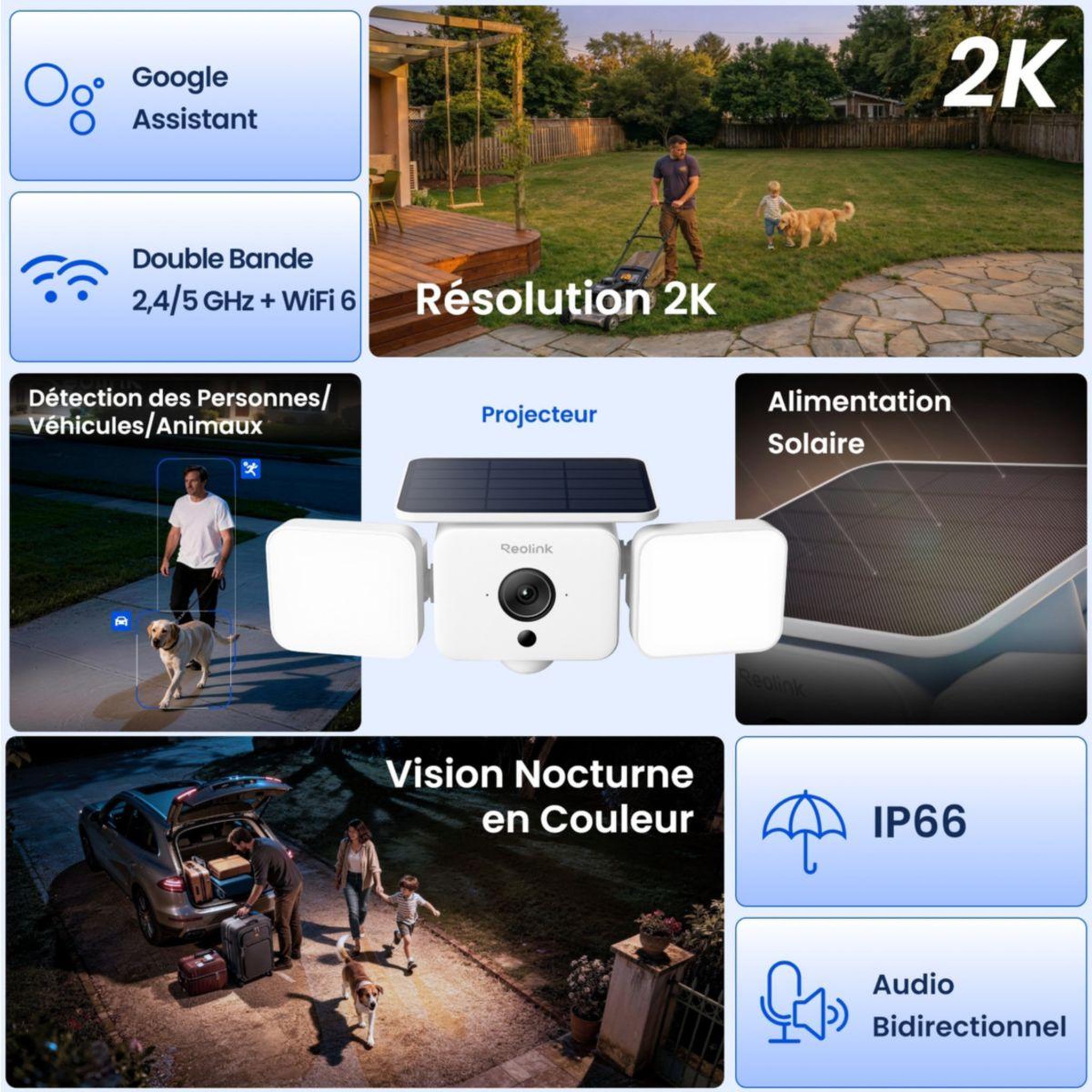 Voir la diapositive 4 : REOLINK Caméra de surveillance F310B Floodlight solaire