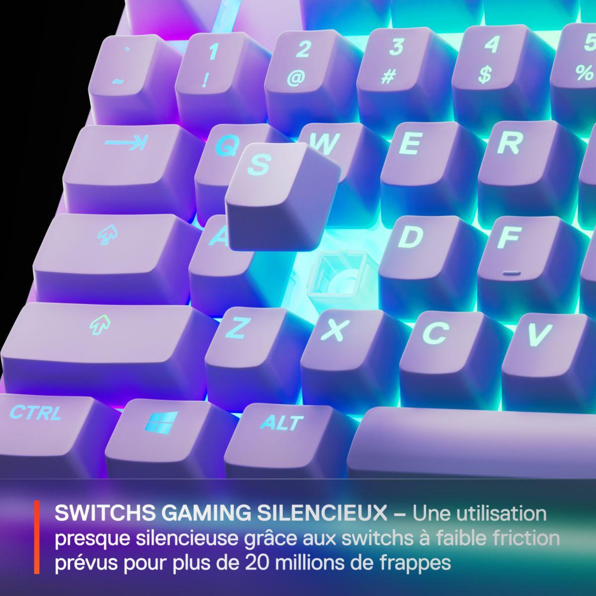 Voir la diapositive 2 : STEEL SERIES Clavier gamer apex 3 tkl lavande