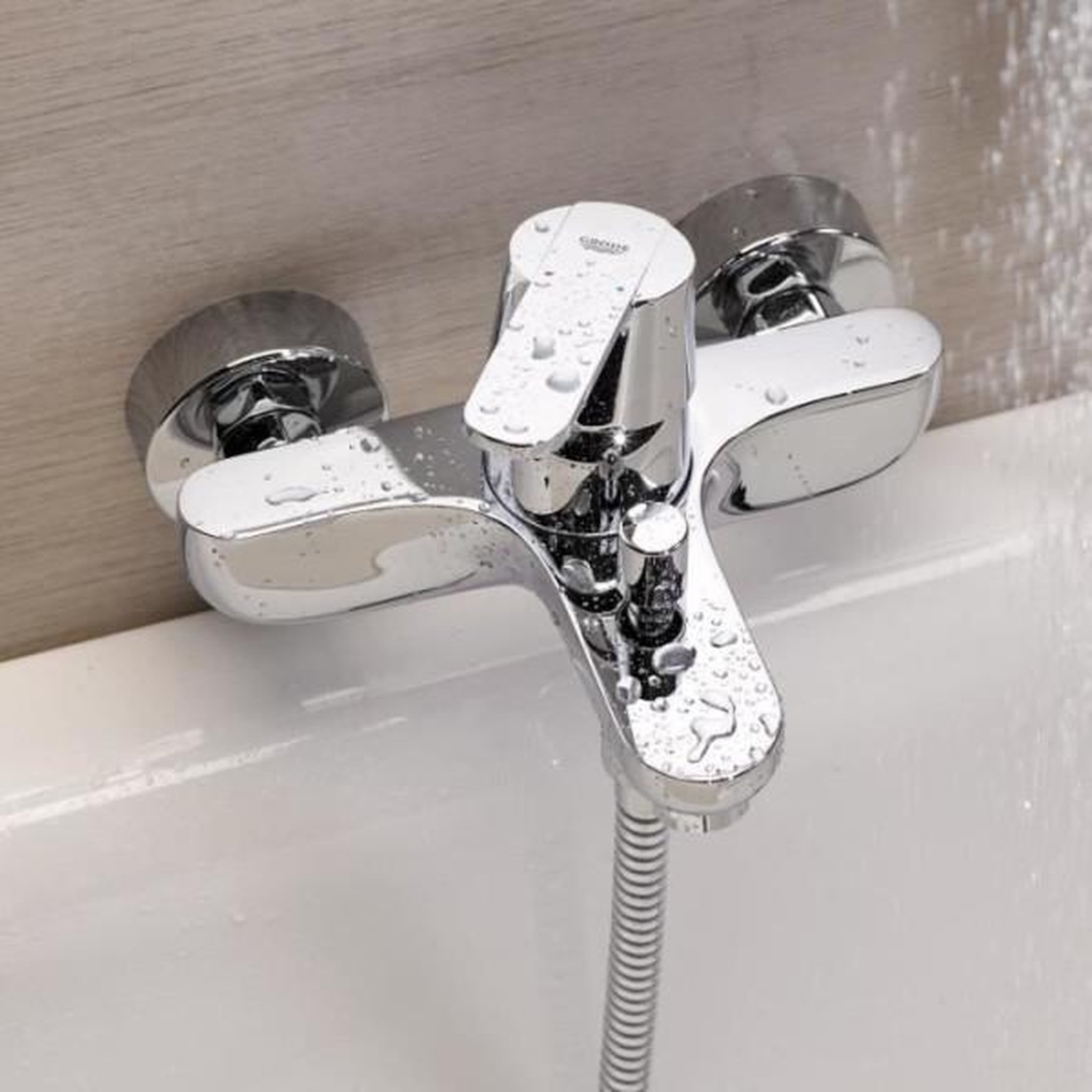 Voir la diapositive 2 : Grohe Mitigeur monocommande bain douche - grohe - get - montage mural - raccord fileté - rosaces métal