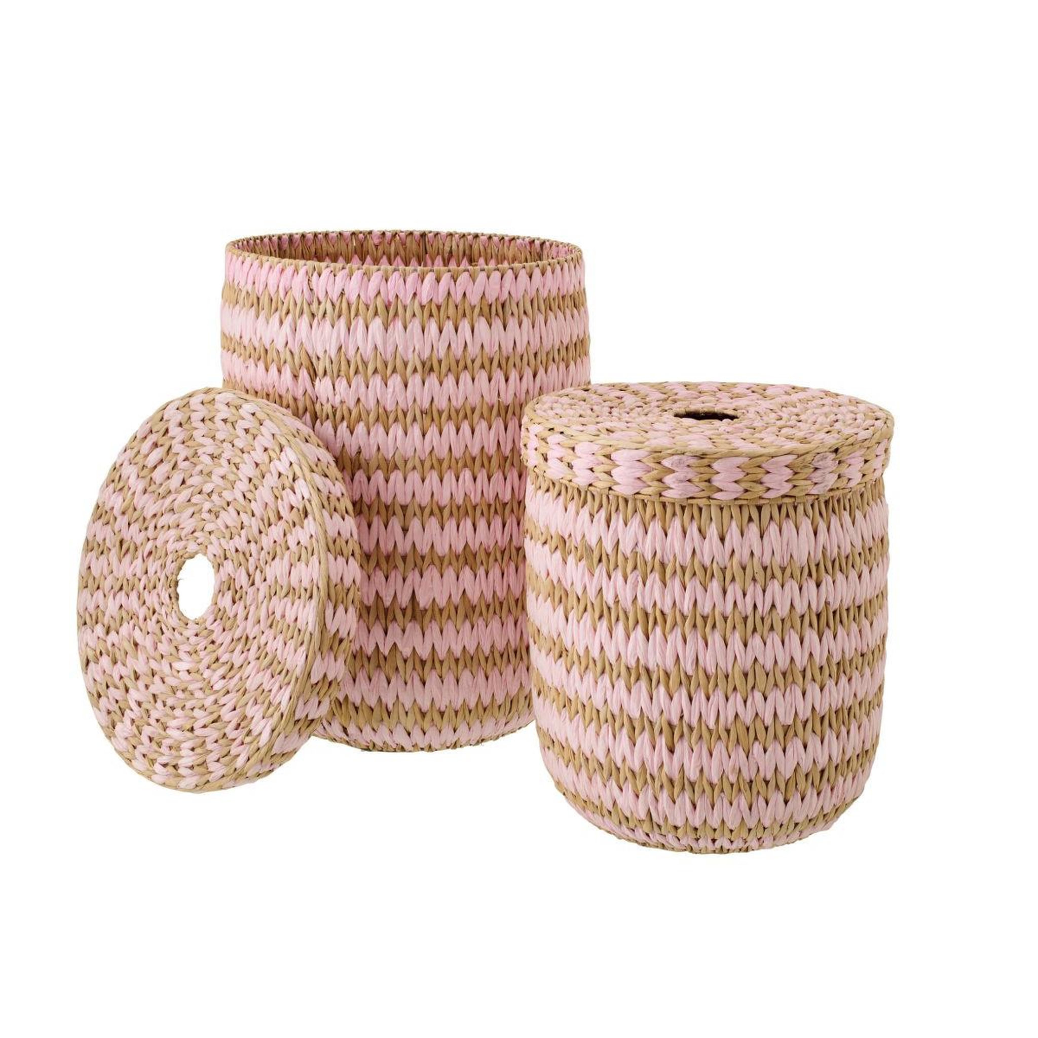 Voir la diapositive 2 : J-LINE Lot de 2 paniers de rangement  carson  60cm naturel & rose
