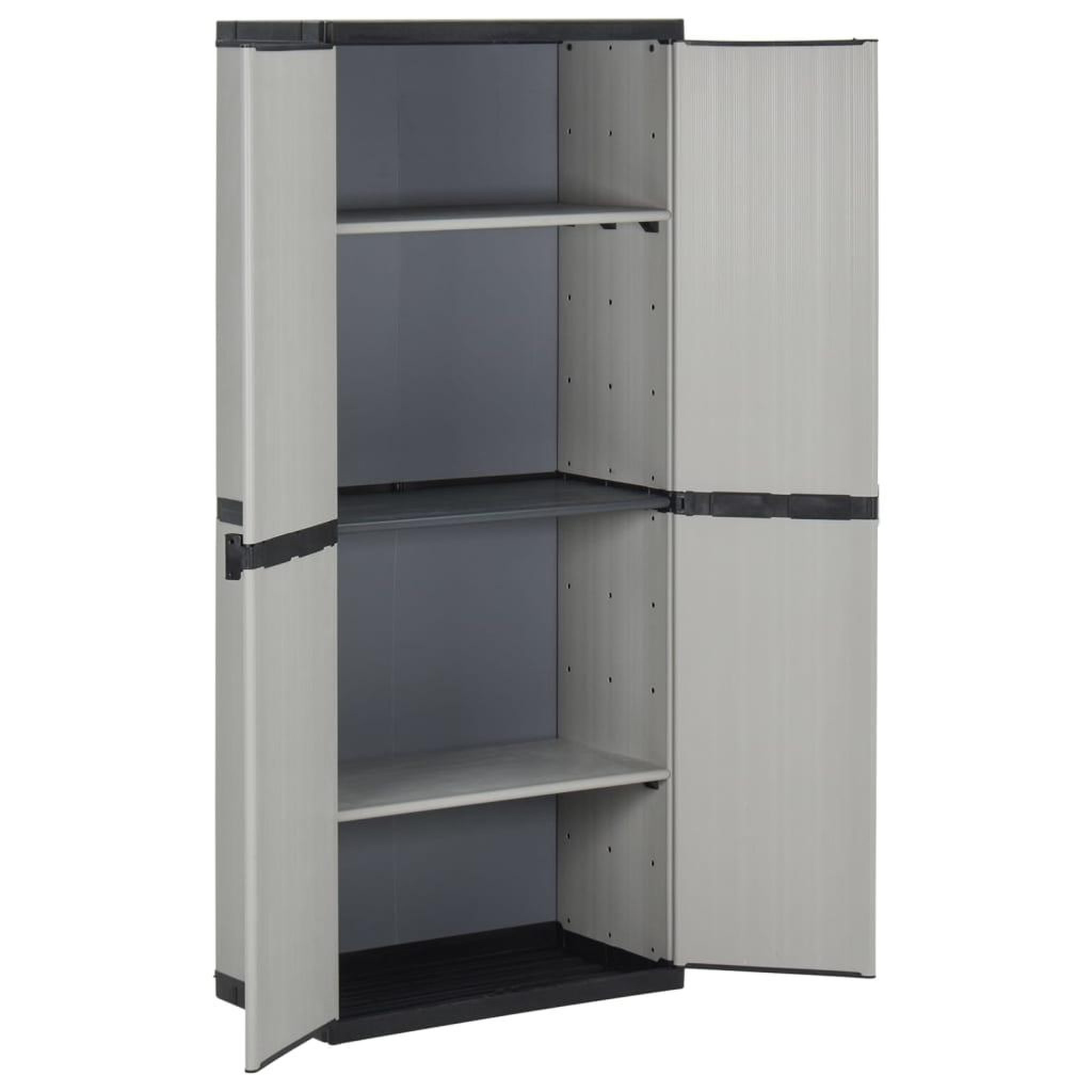 Voir la diapositive 3 : VIDAXL Armoire de rangement de jardin 3 etageres gris/noir 68x40x168cm