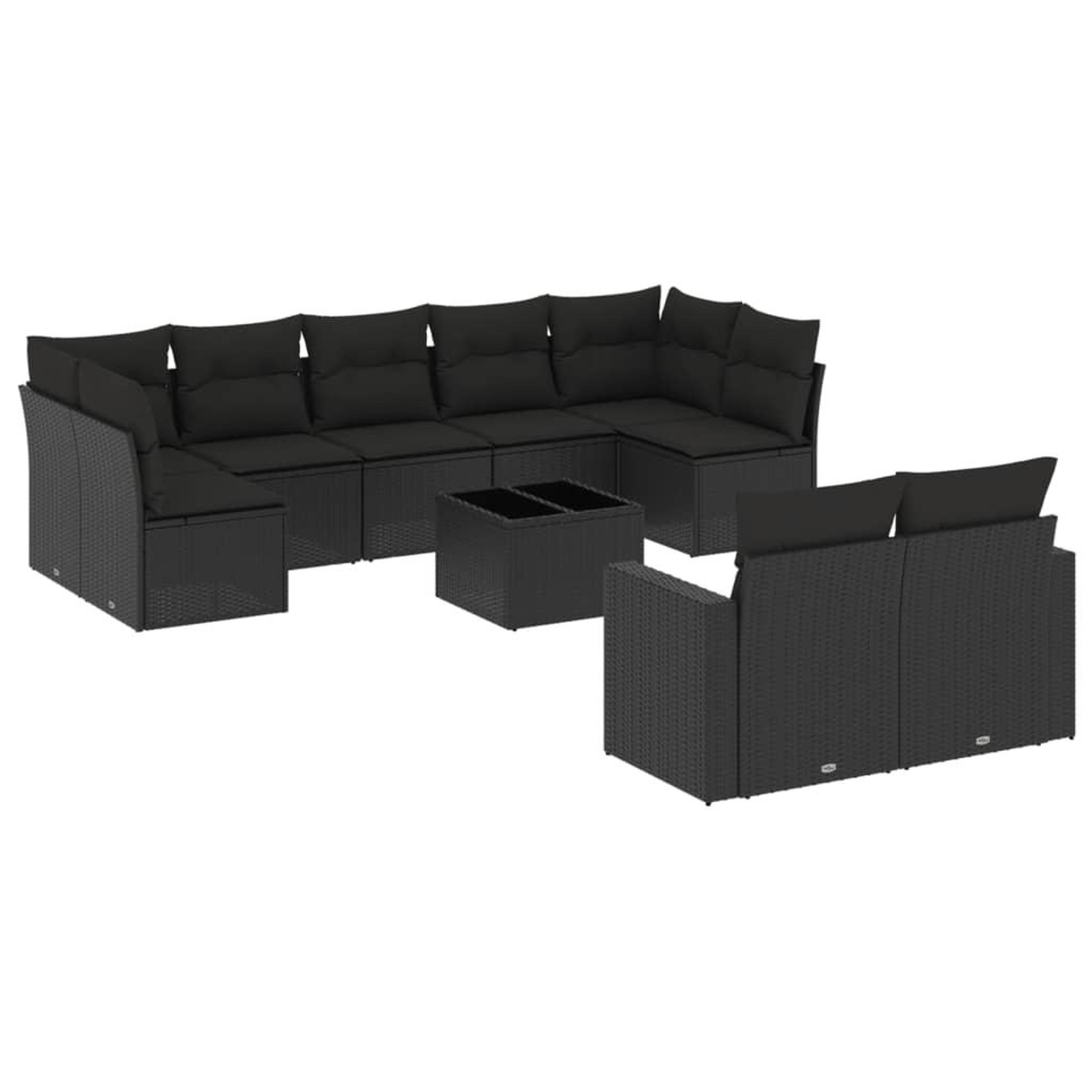 Voir la diapositive 2 : VIDAXL Salon de jardin 10 pcs avec coussins noir resine tressee