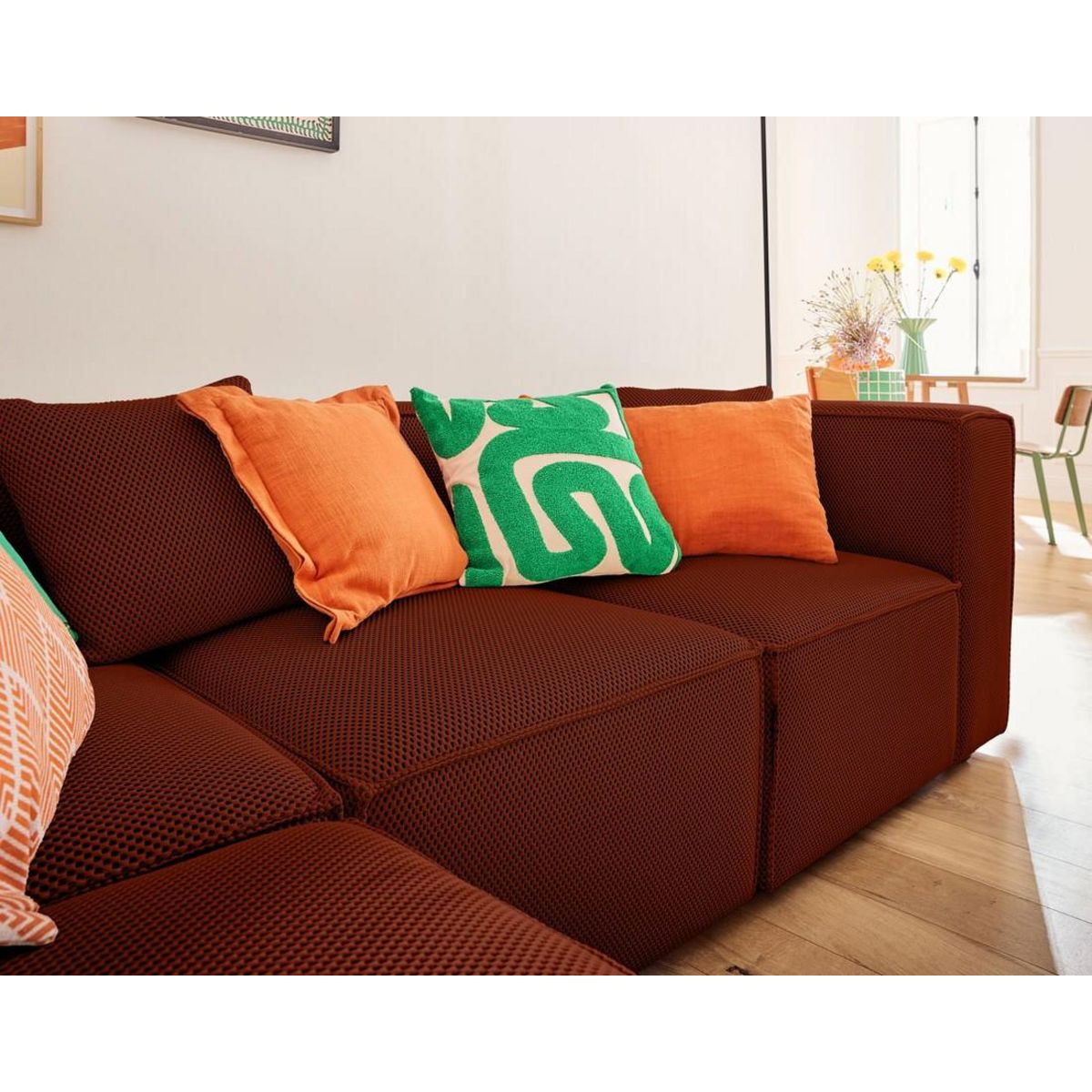 LISA DESIGN Arty - canapé modulable d'angle gauche 5 places - en tissu mailles 3d