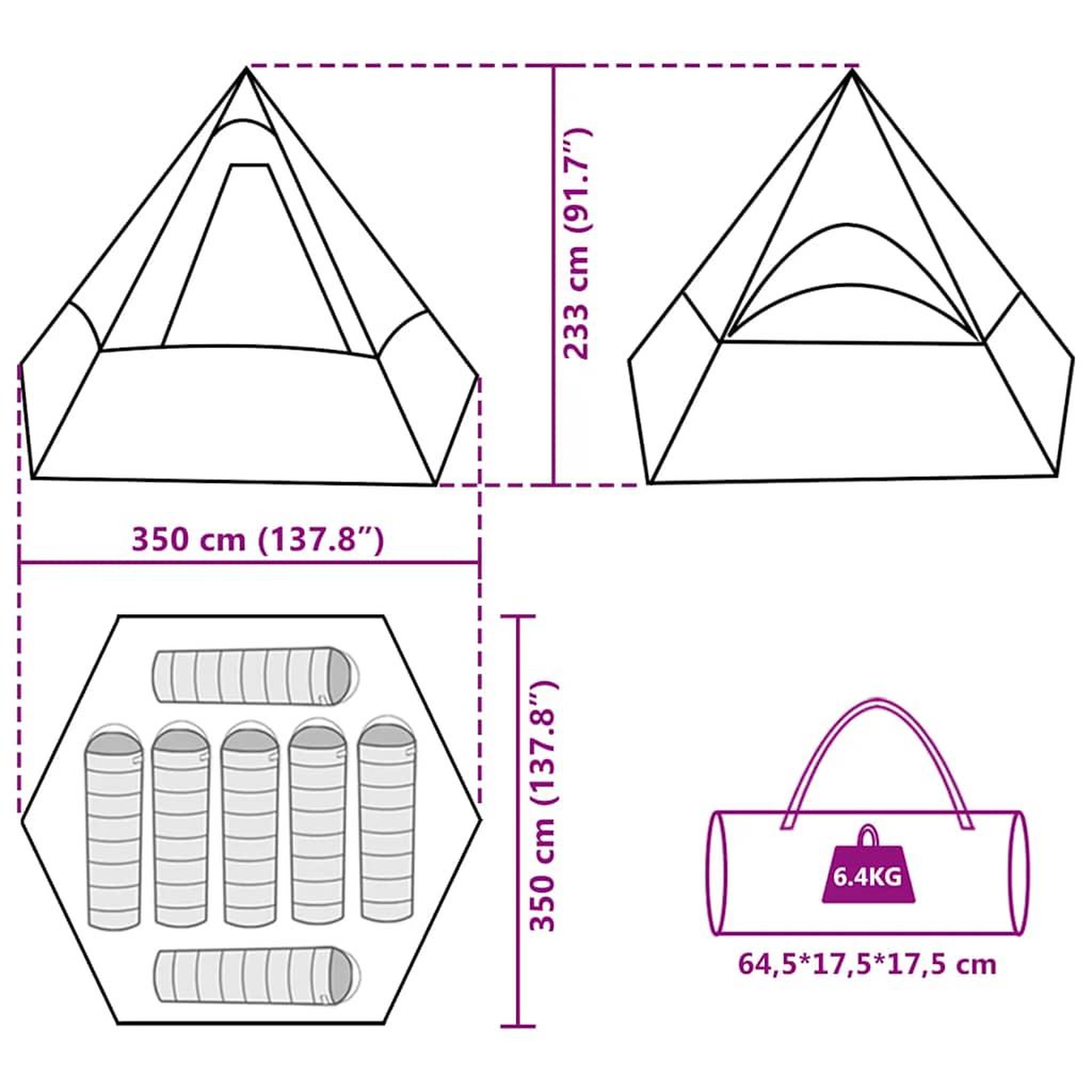 Voir la diapositive 6 : VIDAXL Tente de camping tipi 7 personnes bleu impermeable