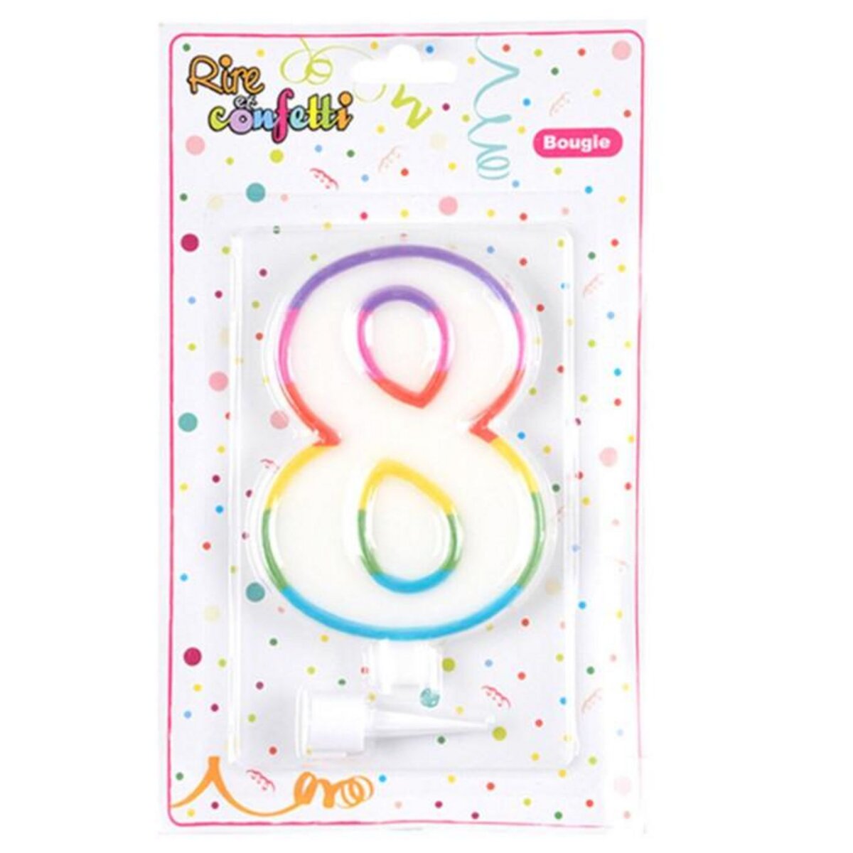 Paris Prix Bougie d'Anniversaire  Chiffre 8  10cm Multicolore