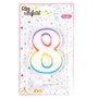 Voir la diapositive 3 : Paris Prix Bougie d'Anniversaire  Chiffre 8  10cm Multicolore