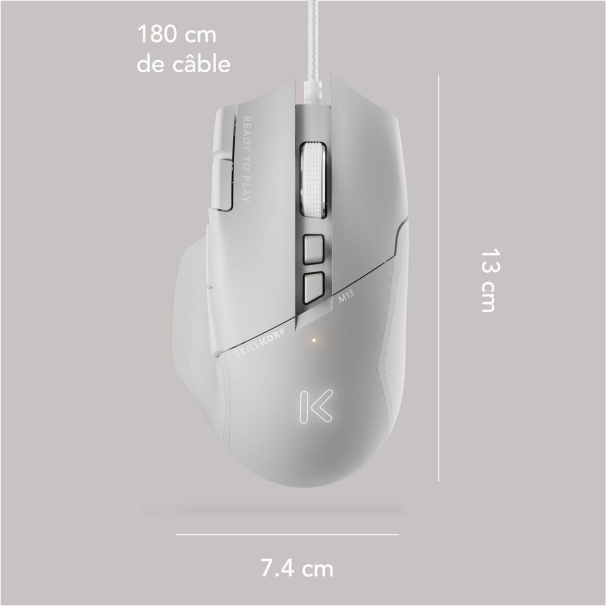 SKILLKORP Souris Gamer Filaire M15 BLANCHE V2 Progress