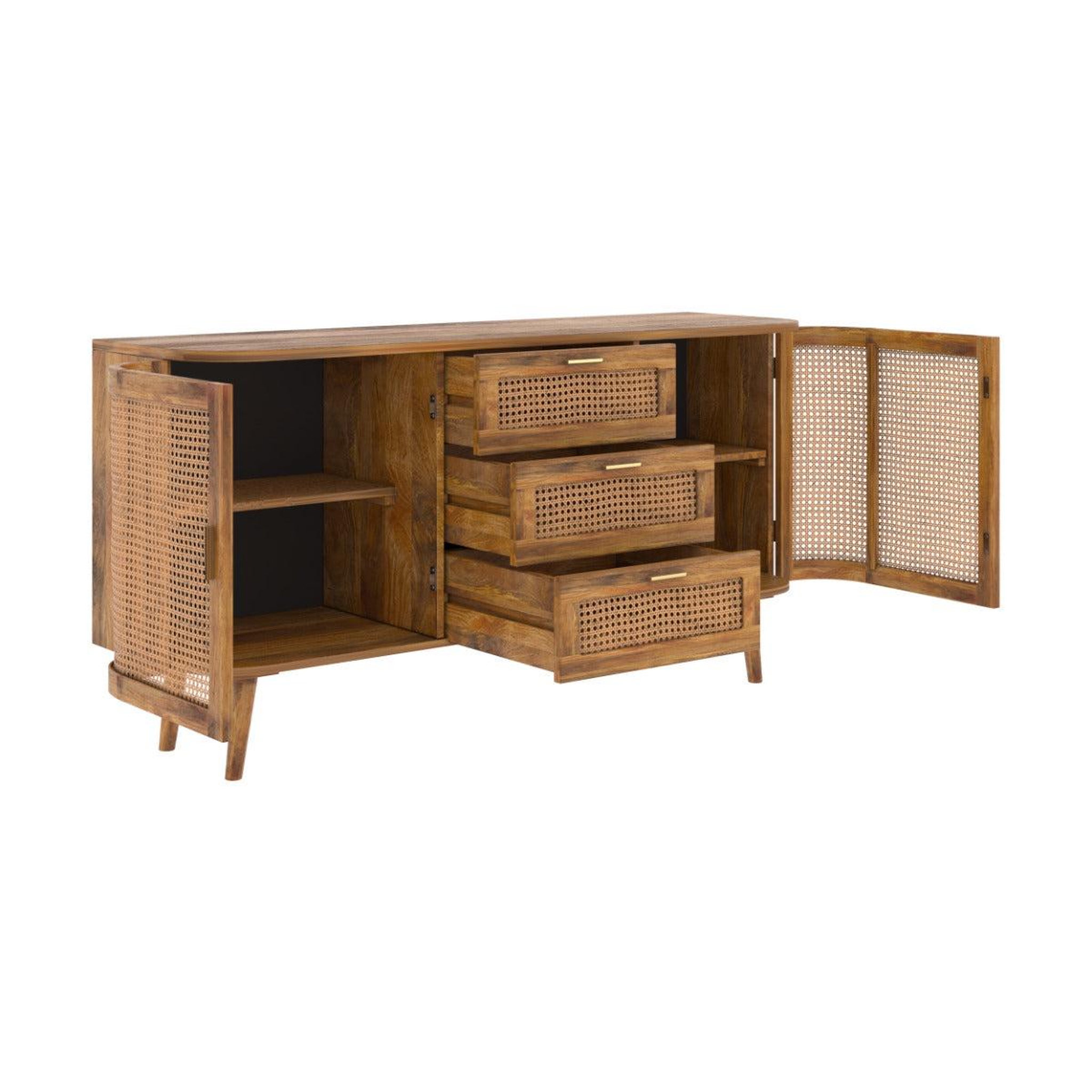 Voir la diapositive 6 : MAISON PAVANE Buffet en bois de manguier et cannage-wava